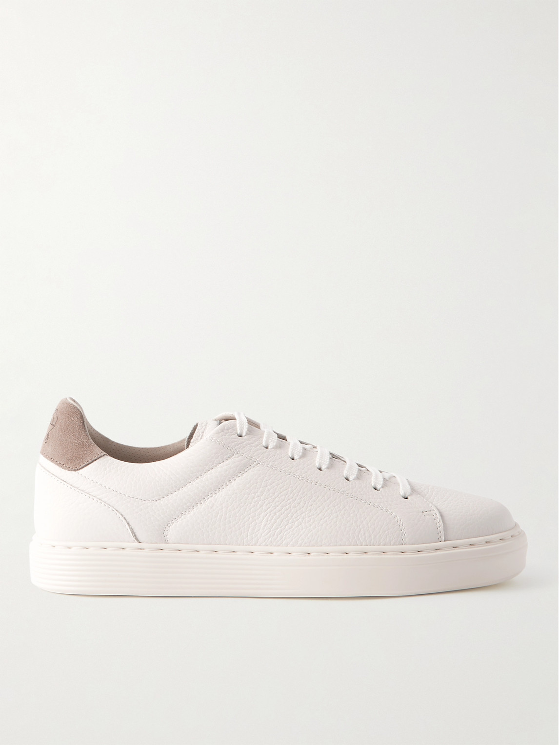 Brunello Cucinelli Suede-Trimmed Full-Grain Leather Sneakers - Men