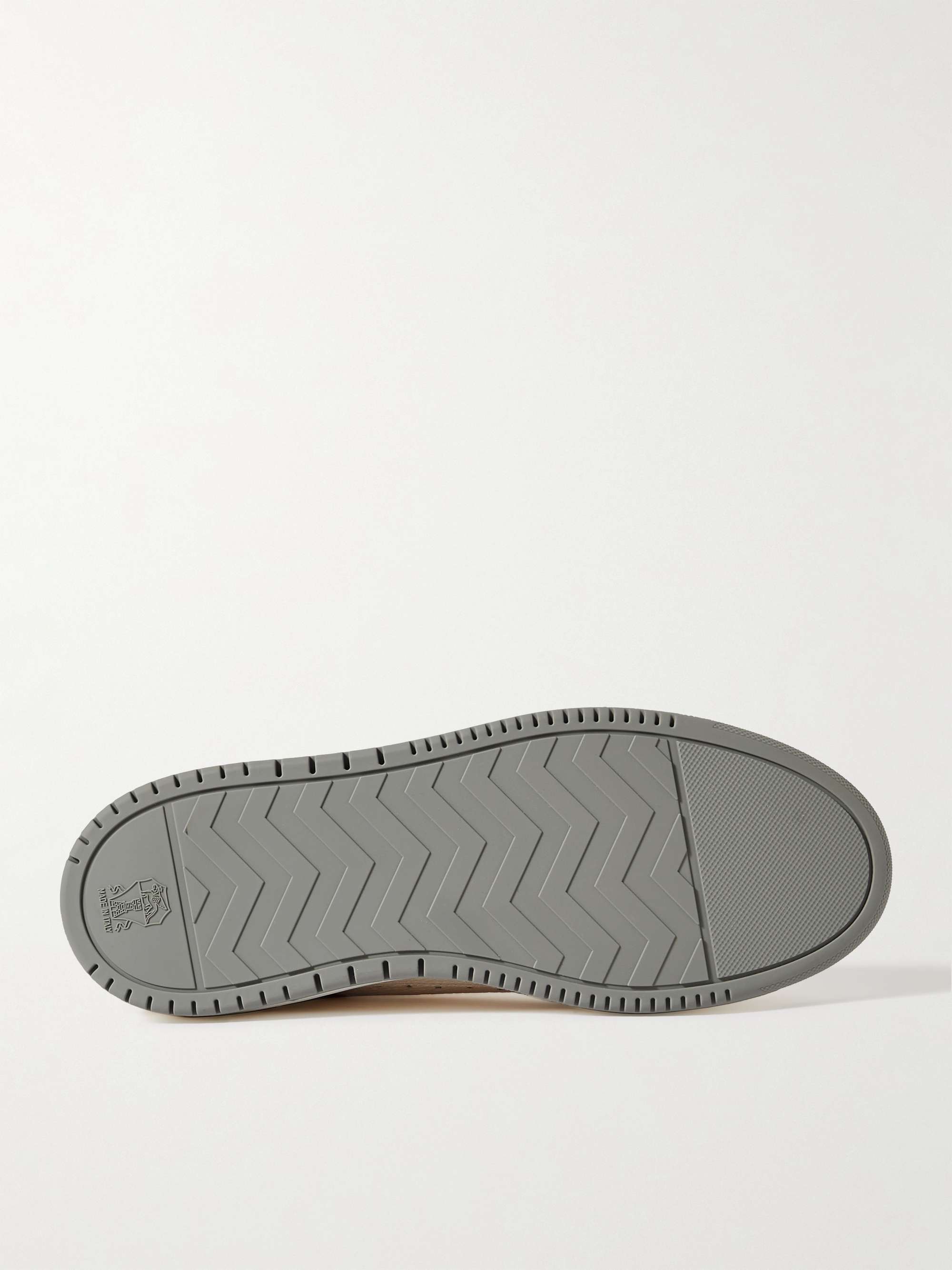BRUNELLO CUCINELLI Suede-Trimmed Full-Grain Leather Sneakers