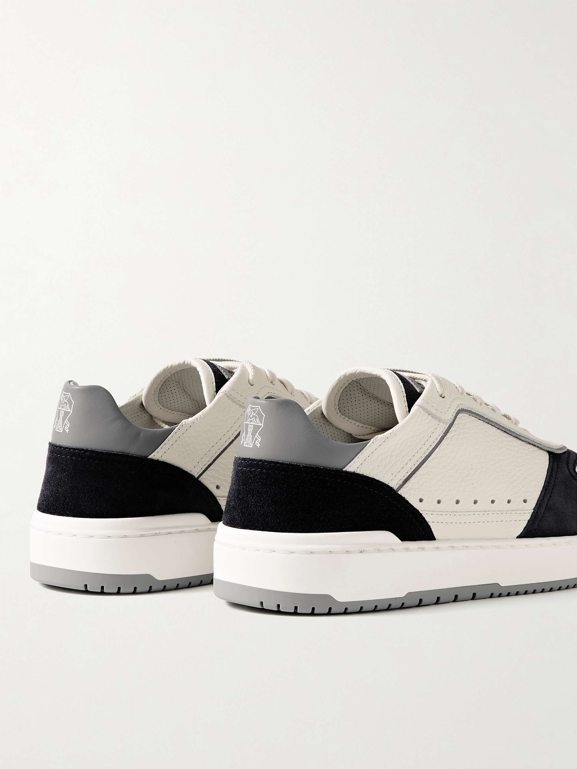 BRUNELLO CUCINELLI Suede-Trimmed Full-Grain Leather Sneakers