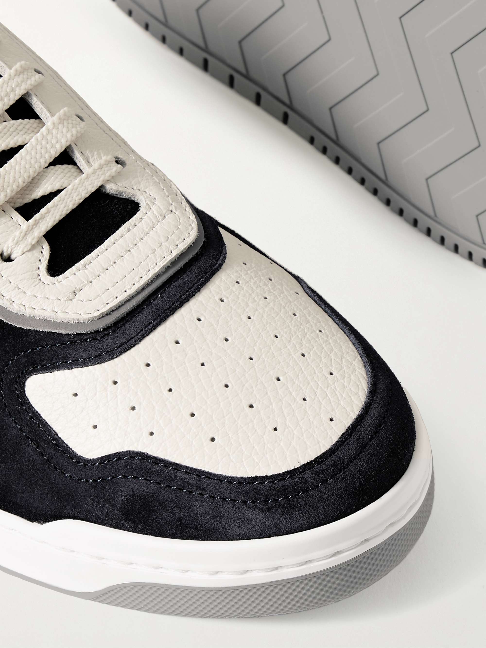 BRUNELLO CUCINELLI Suede-Trimmed Full-Grain Leather Sneakers