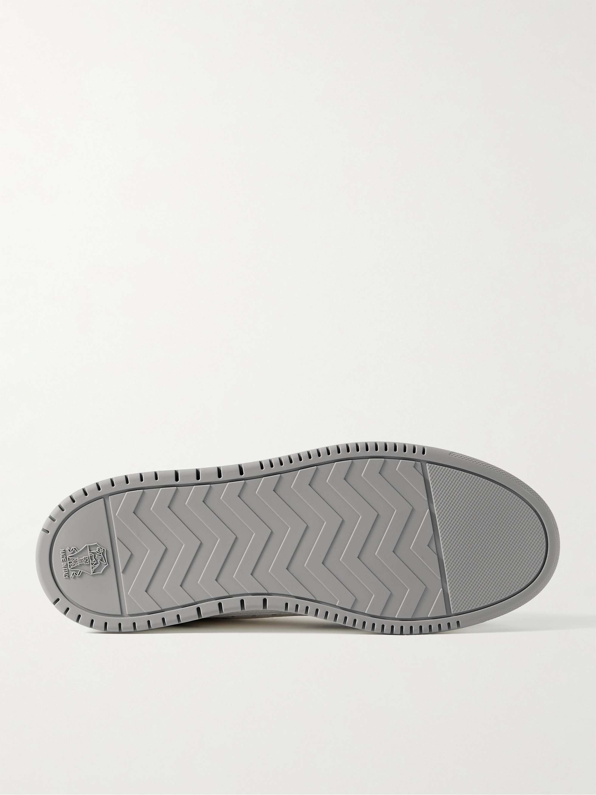 BRUNELLO CUCINELLI Suede-Trimmed Full-Grain Leather Sneakers