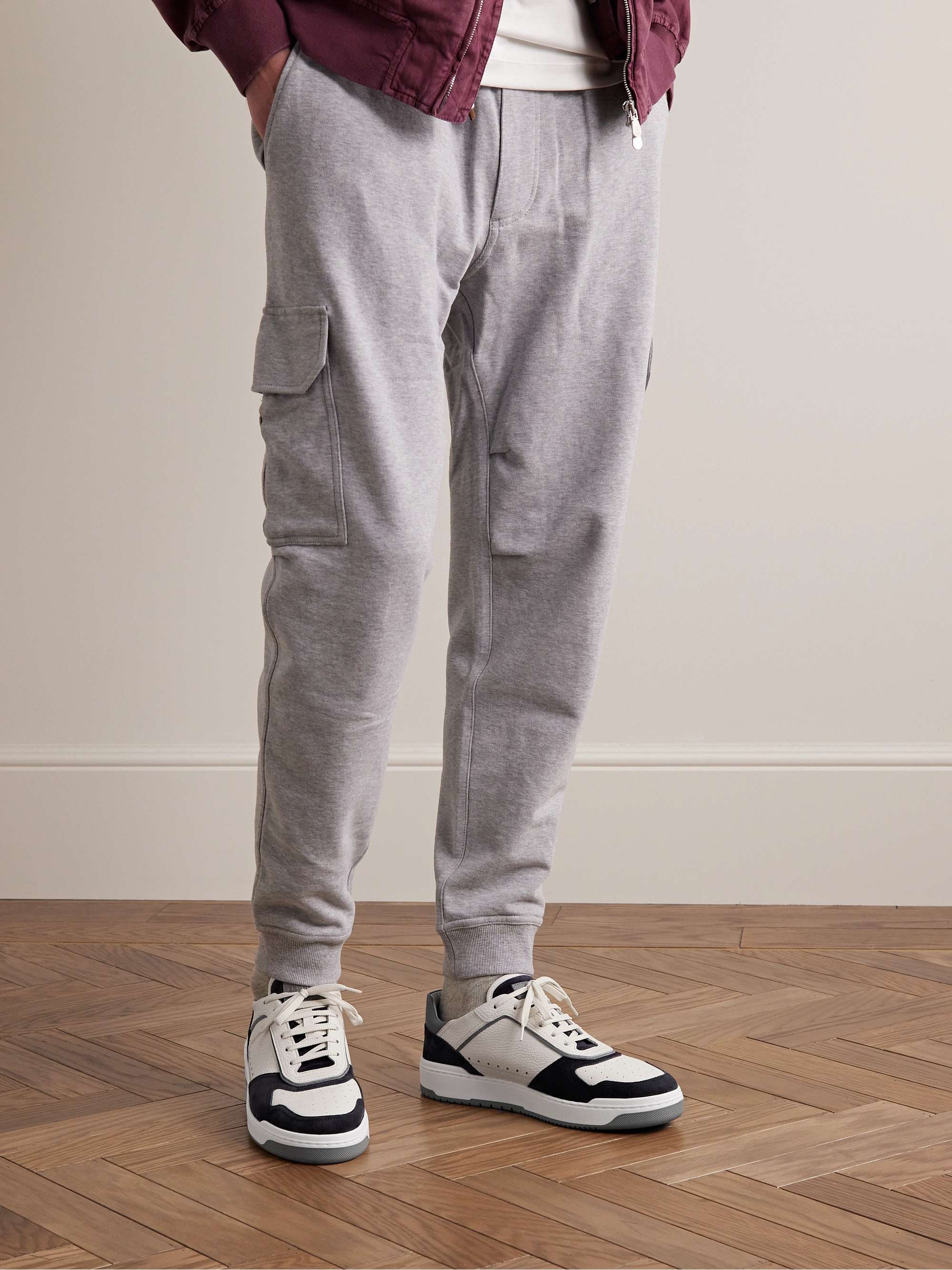 BRUNELLO CUCINELLI Suede-Trimmed Full-Grain Leather Sneakers