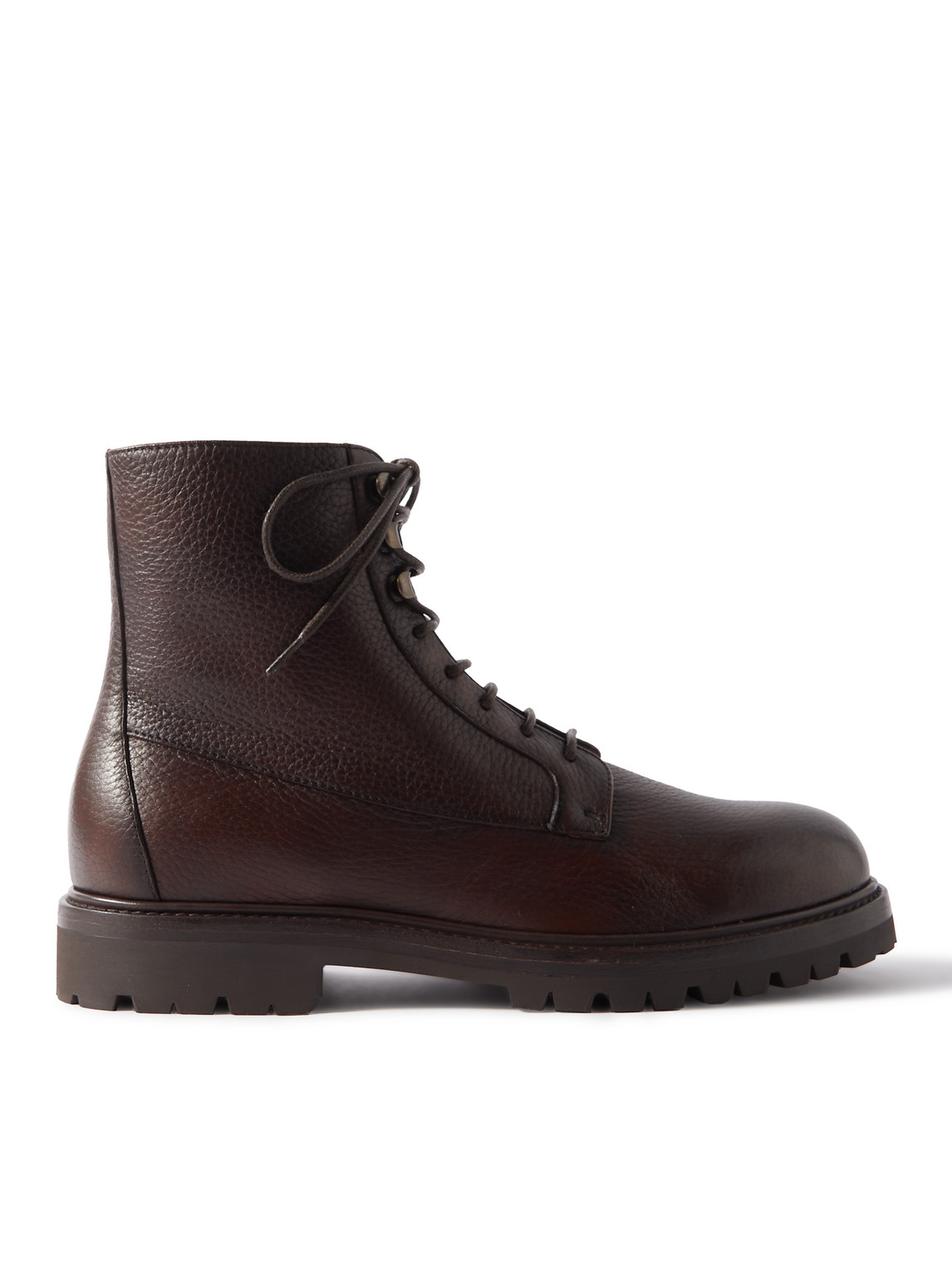 Brunello Cucinelli Leather Ankle Boots In Brown