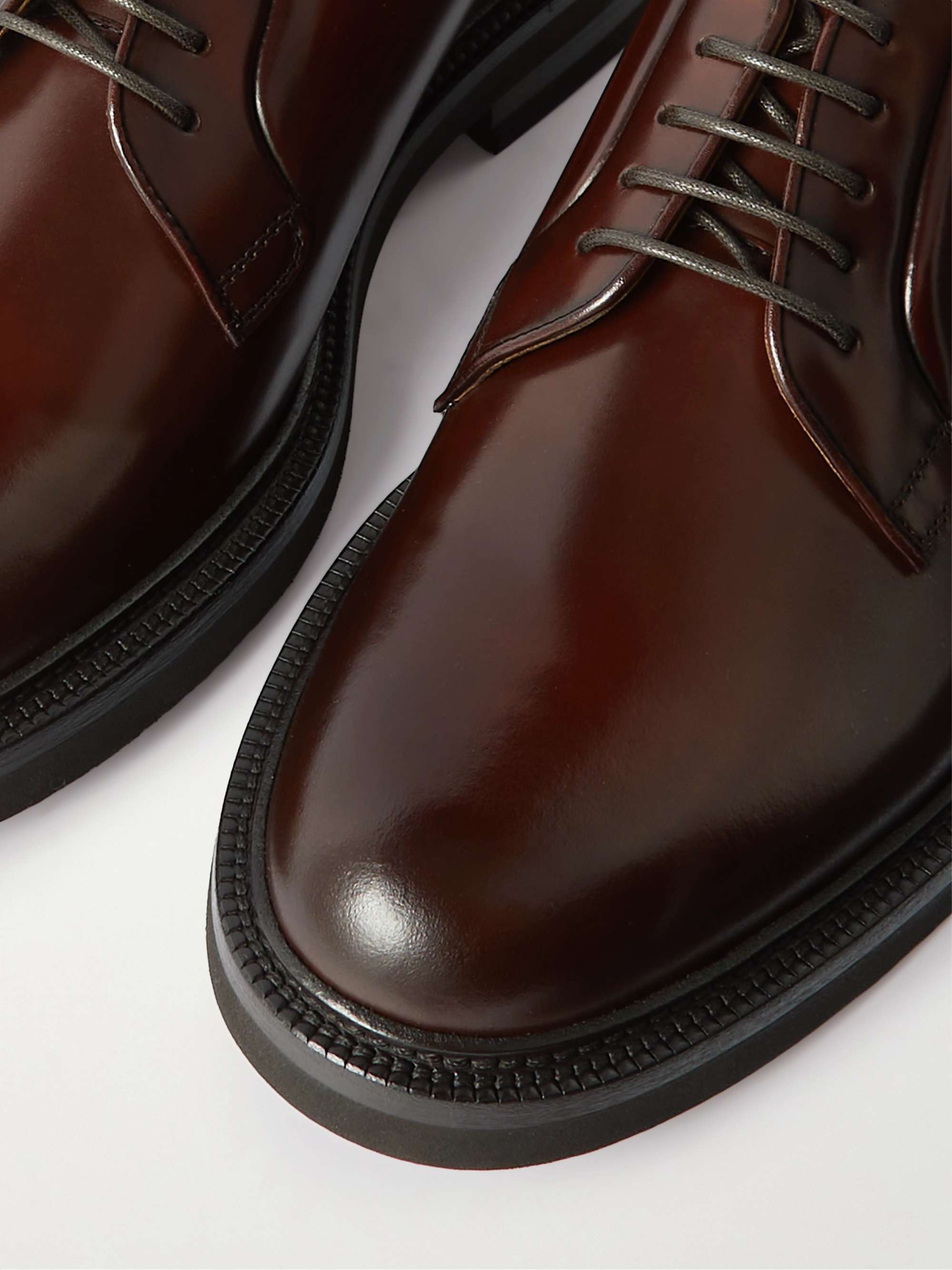 BRUNELLO CUCINELLI Glossed-Leather Derby Shoes for Men | MR PORTER