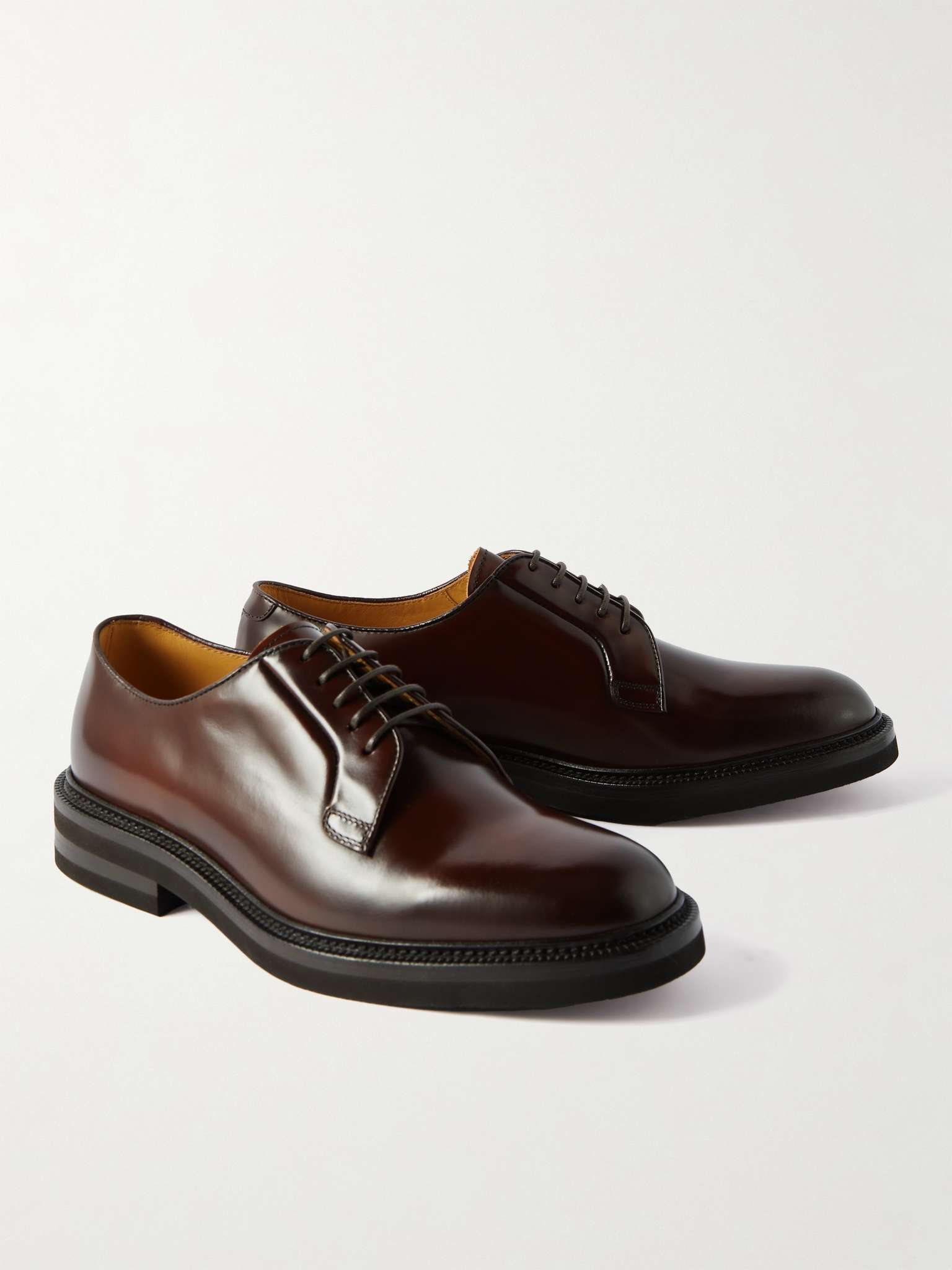 BRUNELLO CUCINELLI Glossed-Leather Derby Shoes for Men | MR PORTER