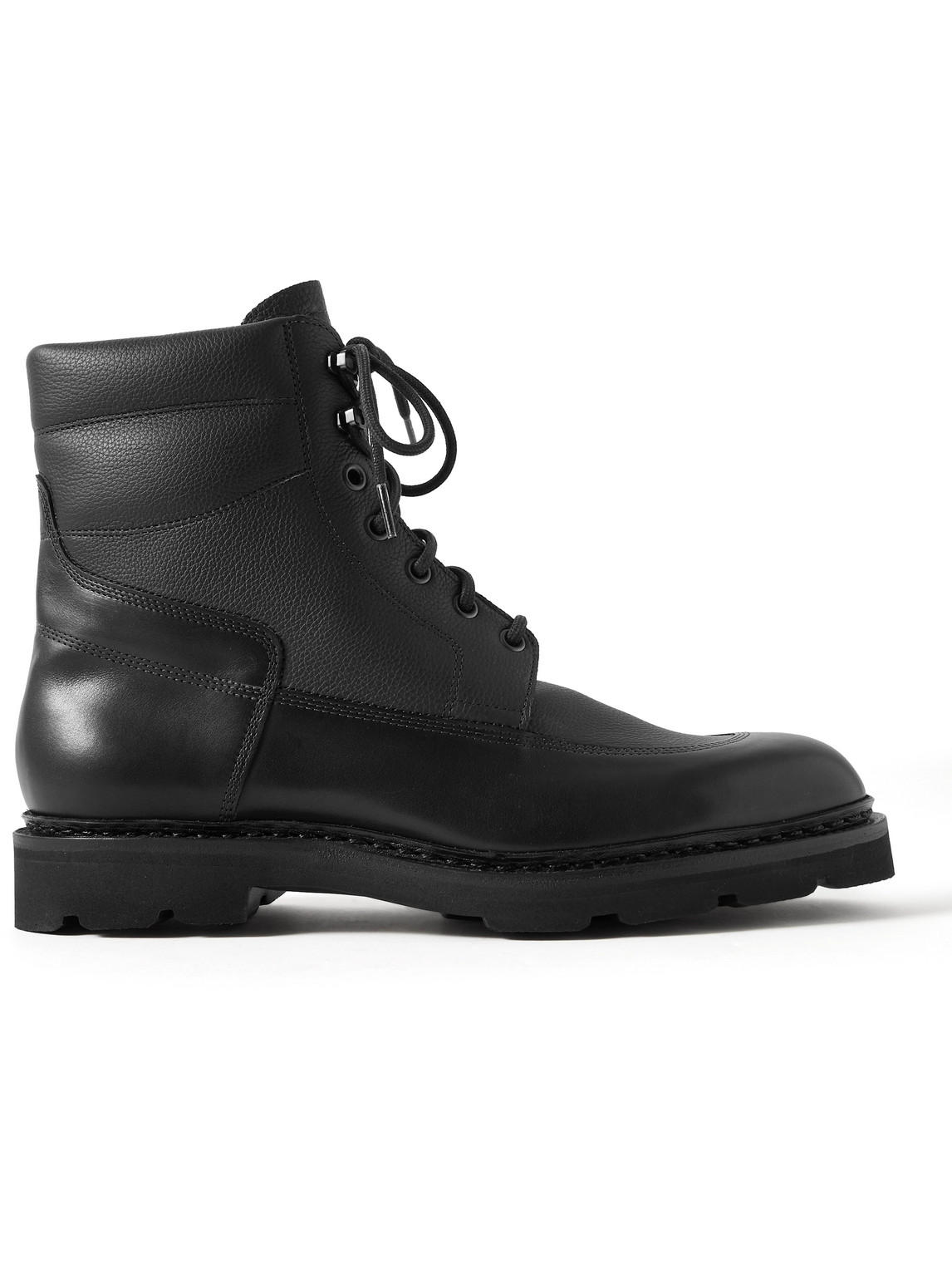 John Lobb Weekend Panelled Leather Boots In Black