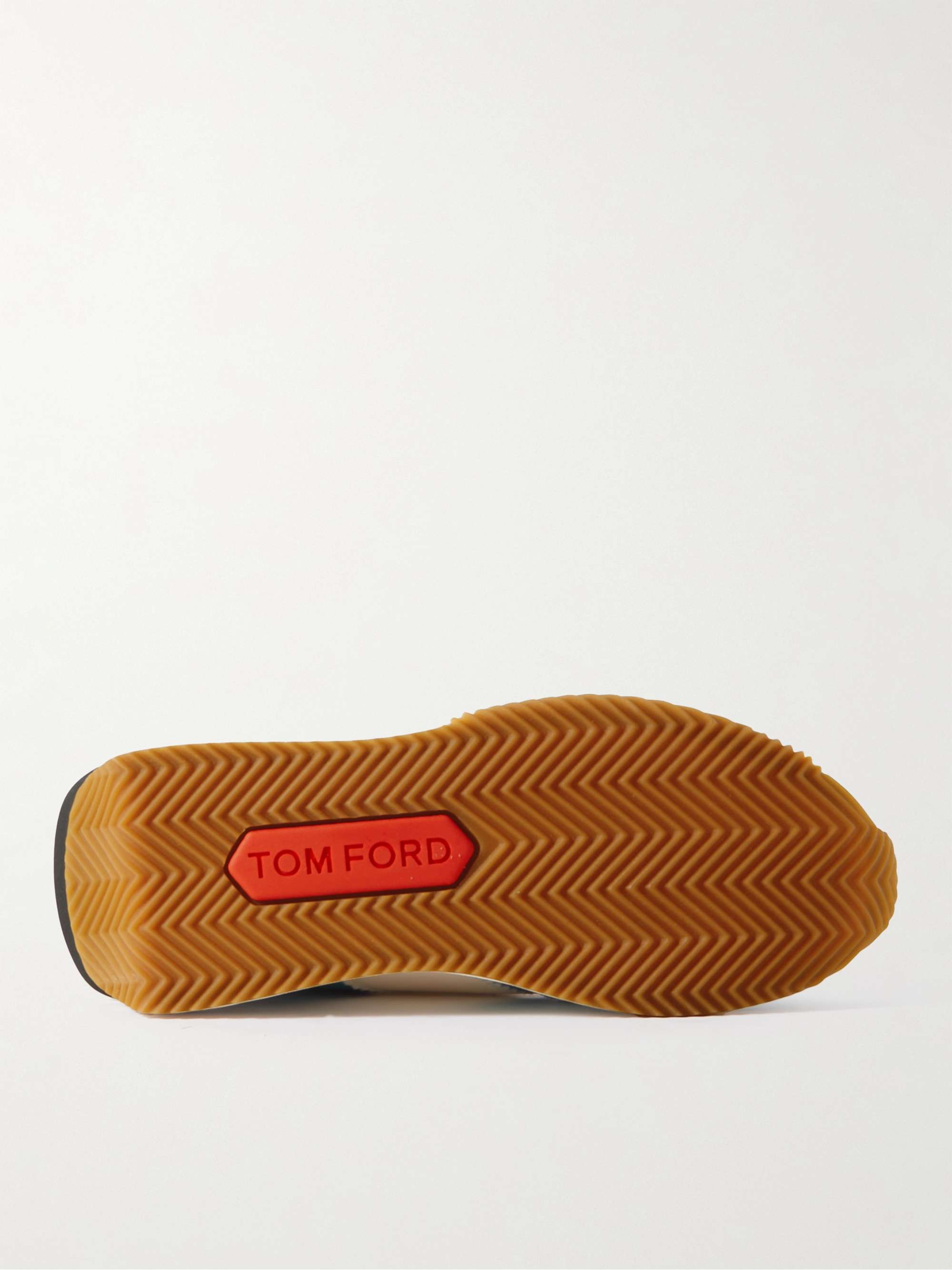 TOM FORD James Rubber-Trimmed Leather, Suede and Nylon Sneakers