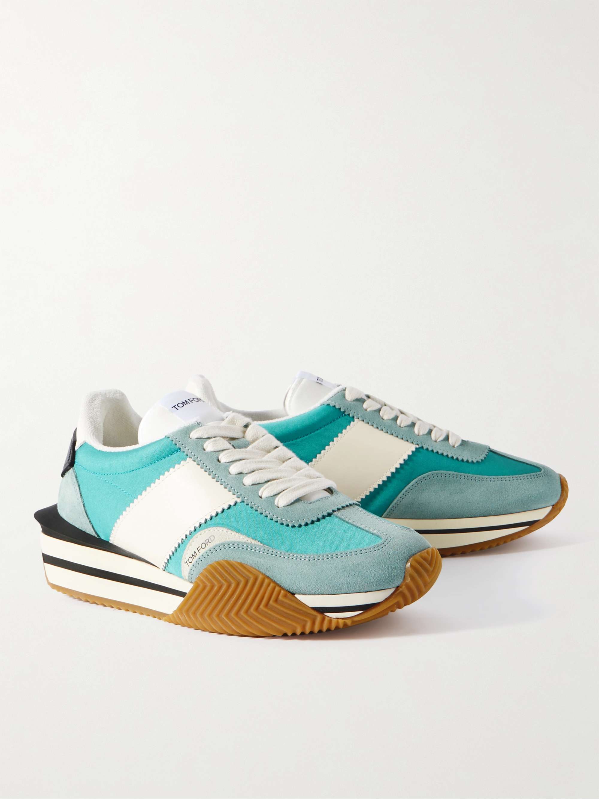 TOM FORD James Rubber-Trimmed Leather, Suede and Nylon Sneakers