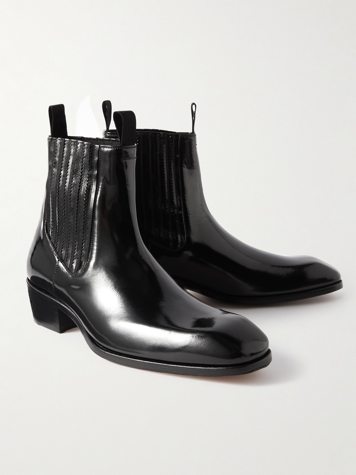 Shop Tom Ford Bailey Patent-leather Chelsea Boots In Black