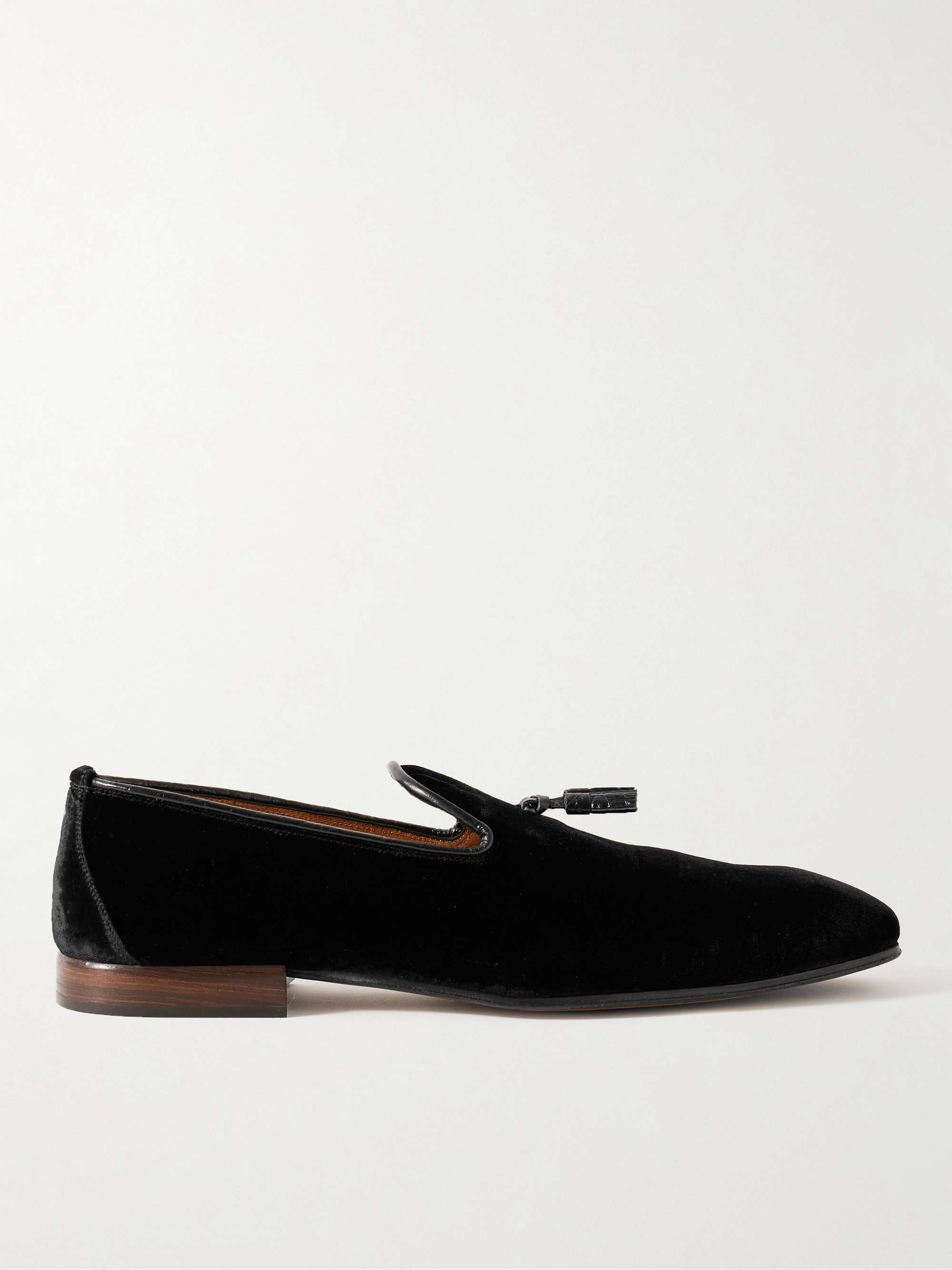 TOM FORD Bailey Tasselled Leather-Trimmed Velvet Loafers for Men | MR ...