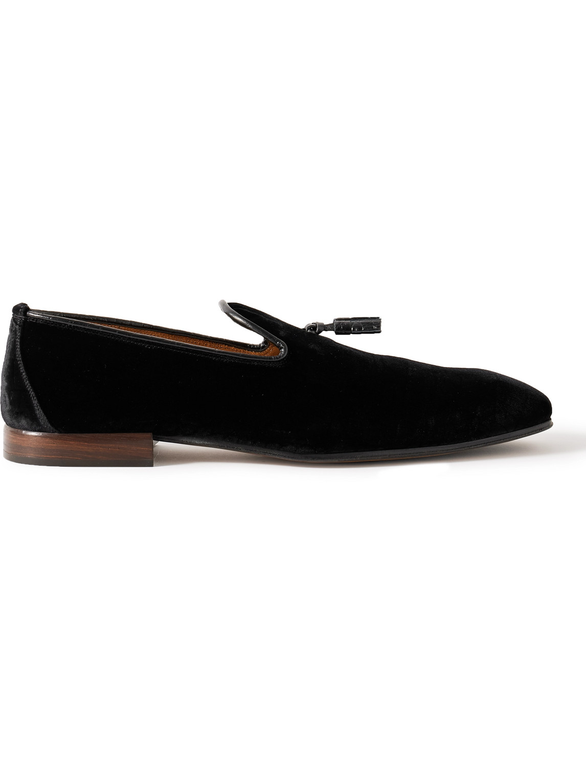 Tom Ford Bailey Tasselled Leather-trimmed Velvet Loafers In Black