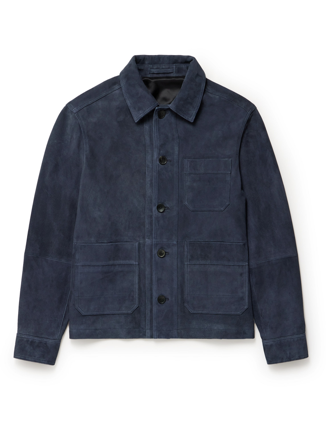 Mr P Suede Chore Jacket In Blue