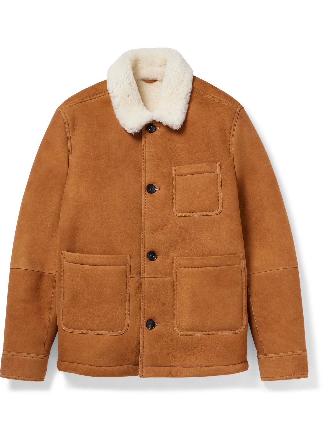 Mr P Shearling Chore Jacket In Brown