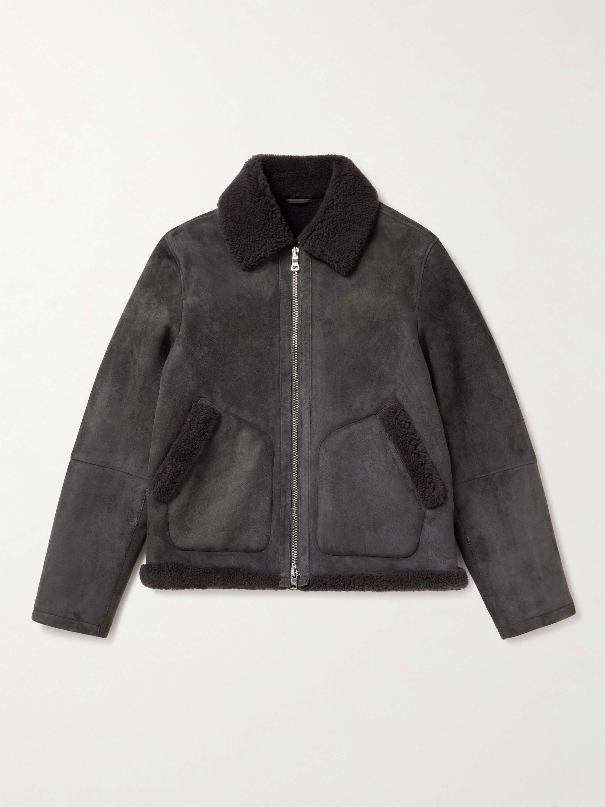 Faux shearling bomber jacket mens deals