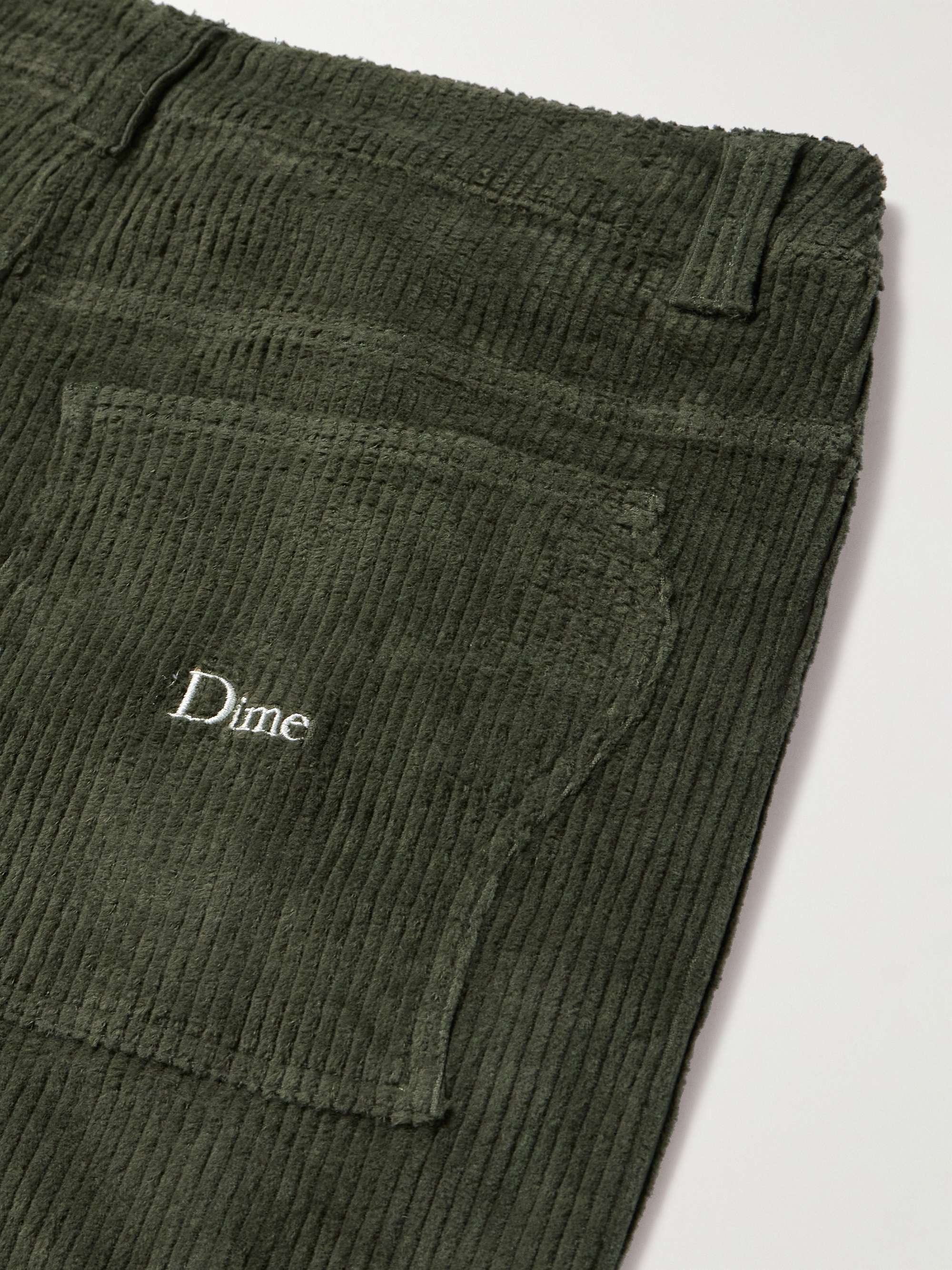 DIME Straight-Leg Embroidered Cotton-Blend Corduroy Trousers
