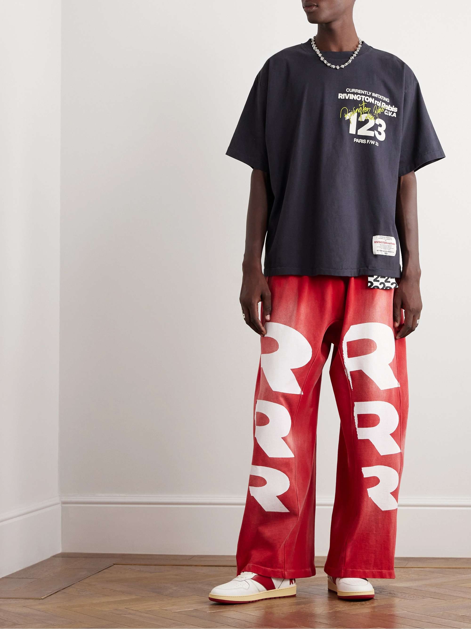 RRR123 Tapered Logo-Print Cotton-Jersey Sweatpants for Men