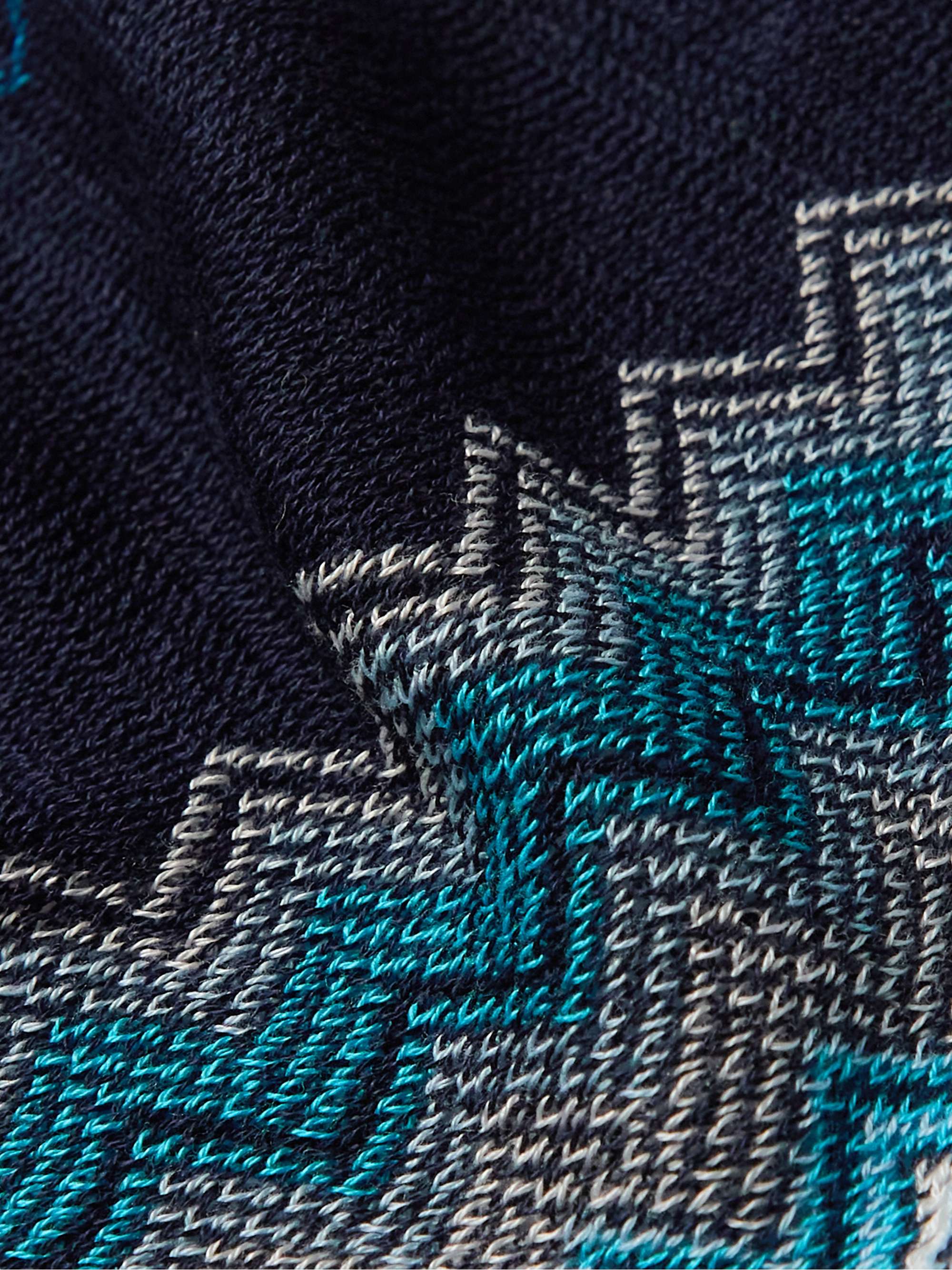 MISSONI Fringed Striped Crochet-Knit Scarf