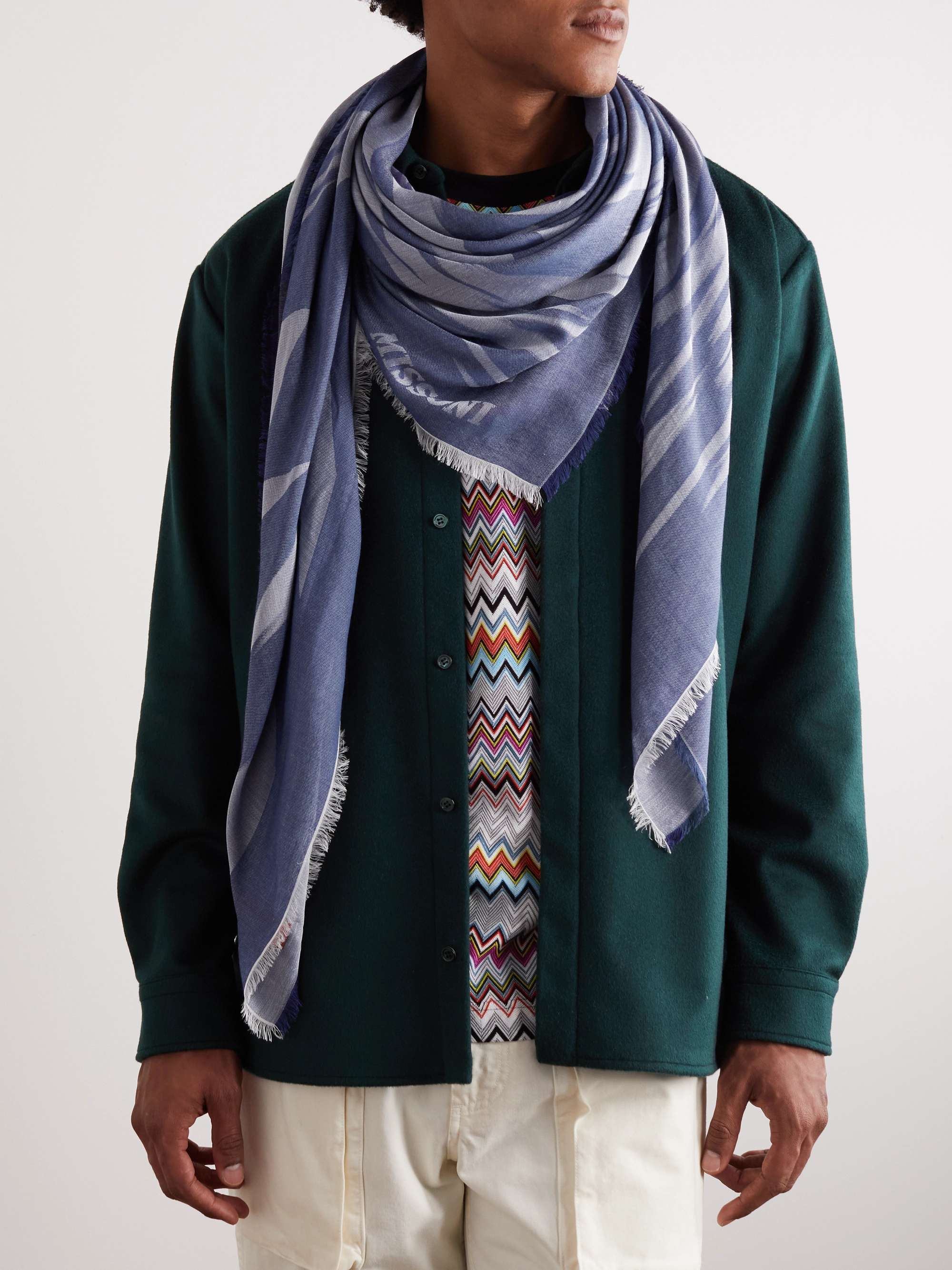 MISSONI Frayed Gauze-Jacquard Scarf