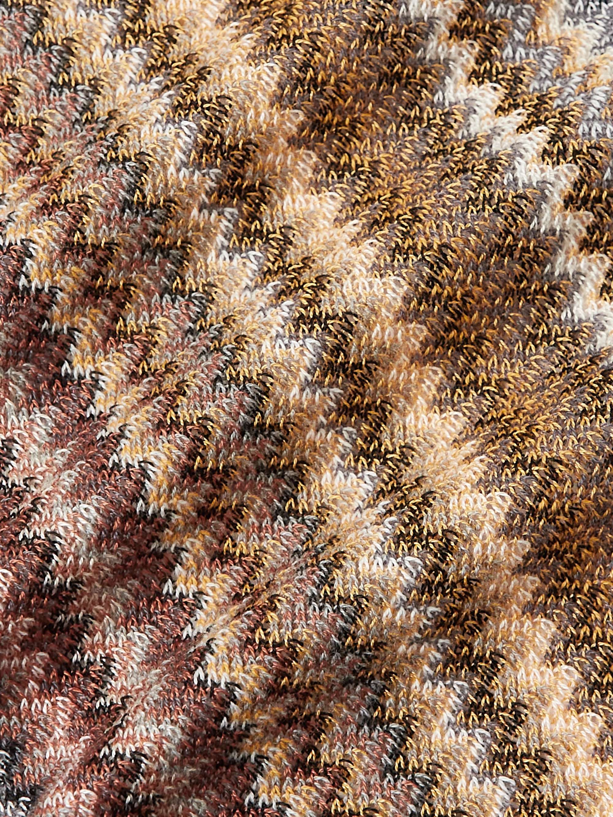 MISSONI Fringed Striped Crocheted Cotton Scarf