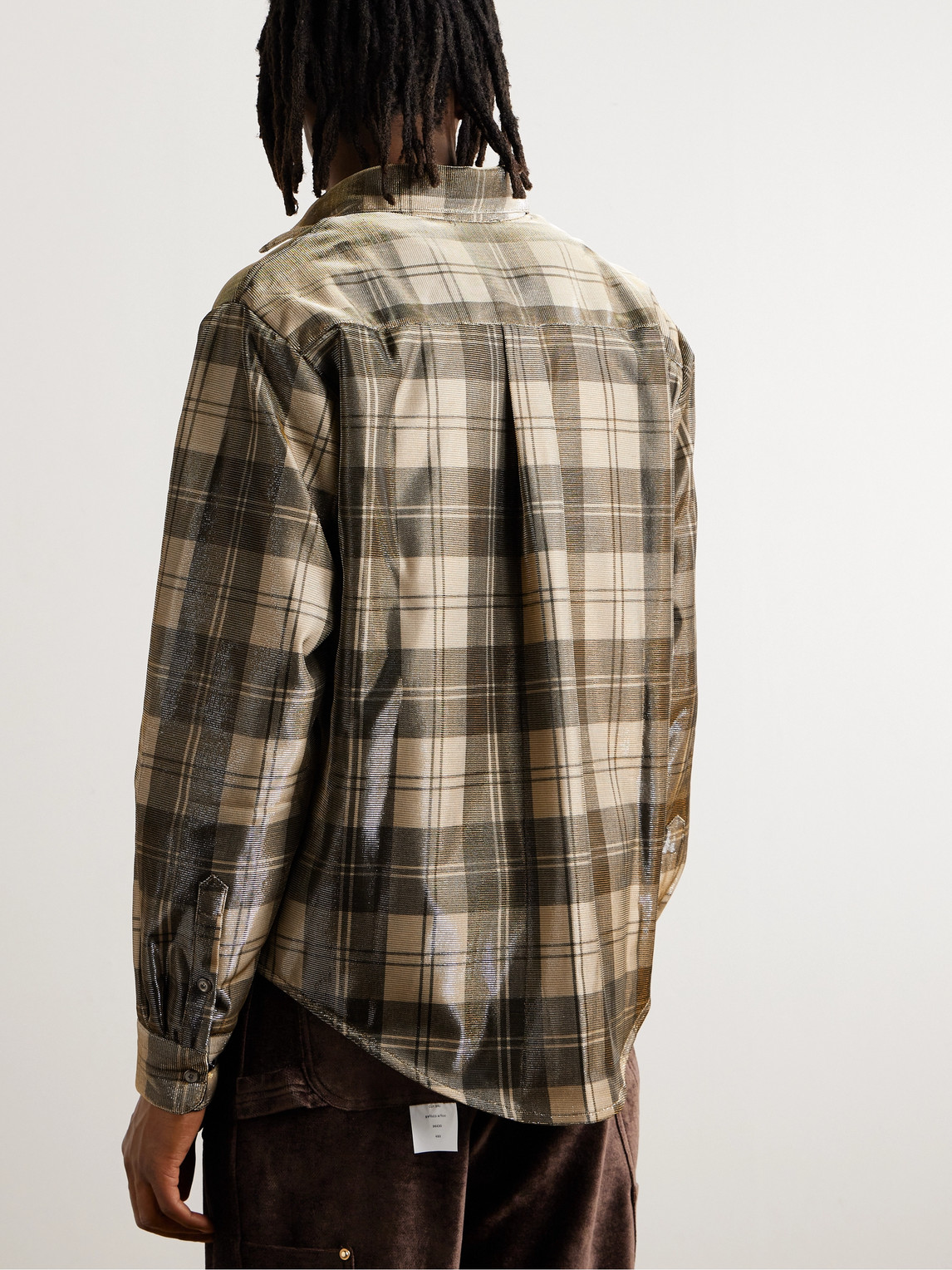  4sdesigns - Checked Shell-lamé Overshirt - Men - Brown - S 