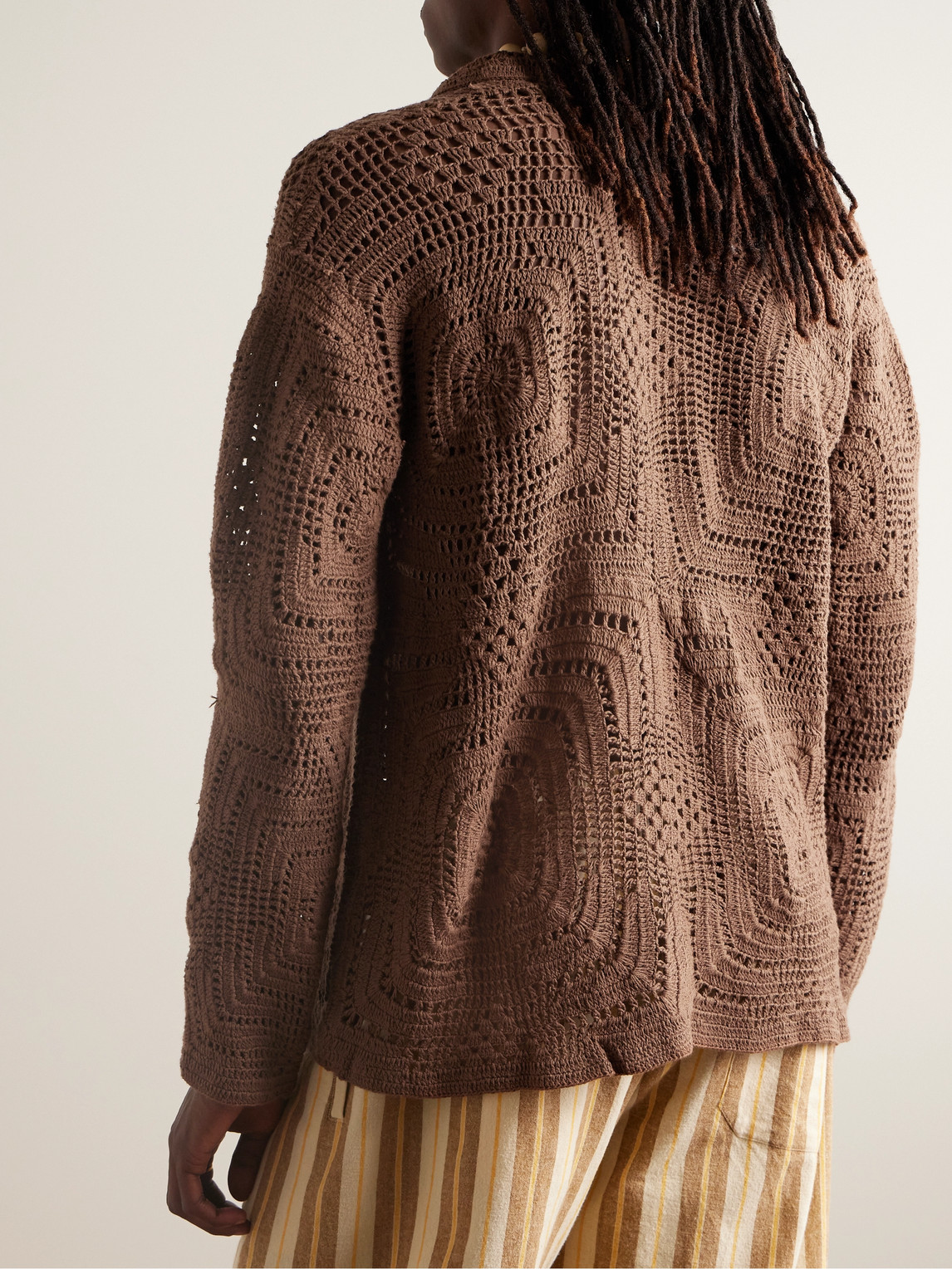 Shop Bode Crocheted Cotton Shirt In Brown