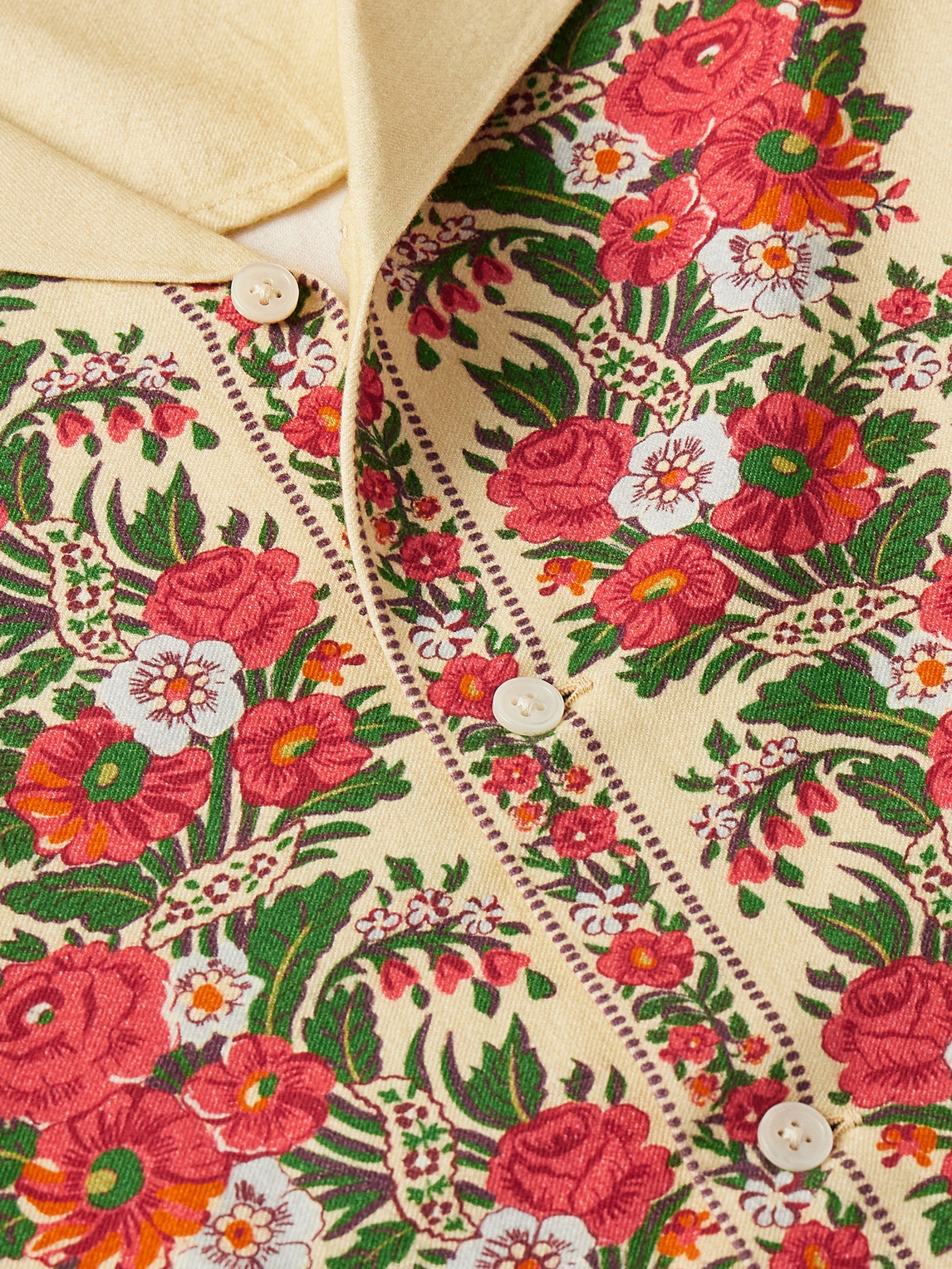 Shop Bode Winter Bouquet Camp-collar Floral-print Cotton-twill Shirt In Neutrals