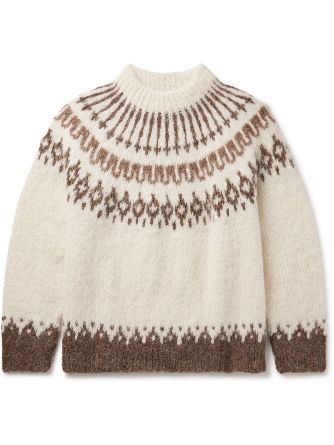 Bode Men's Branch Yoke Intarsia-knitted Alpaca-blend Sweater In Neutrals