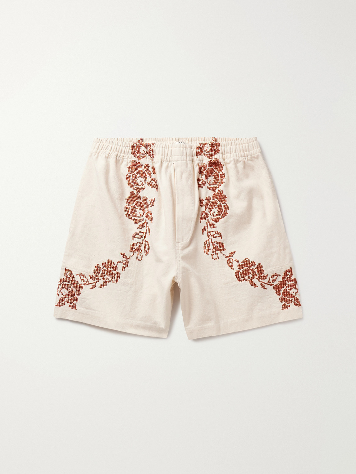 Straight-Leg Embroidered Cotton-Canvas Shorts