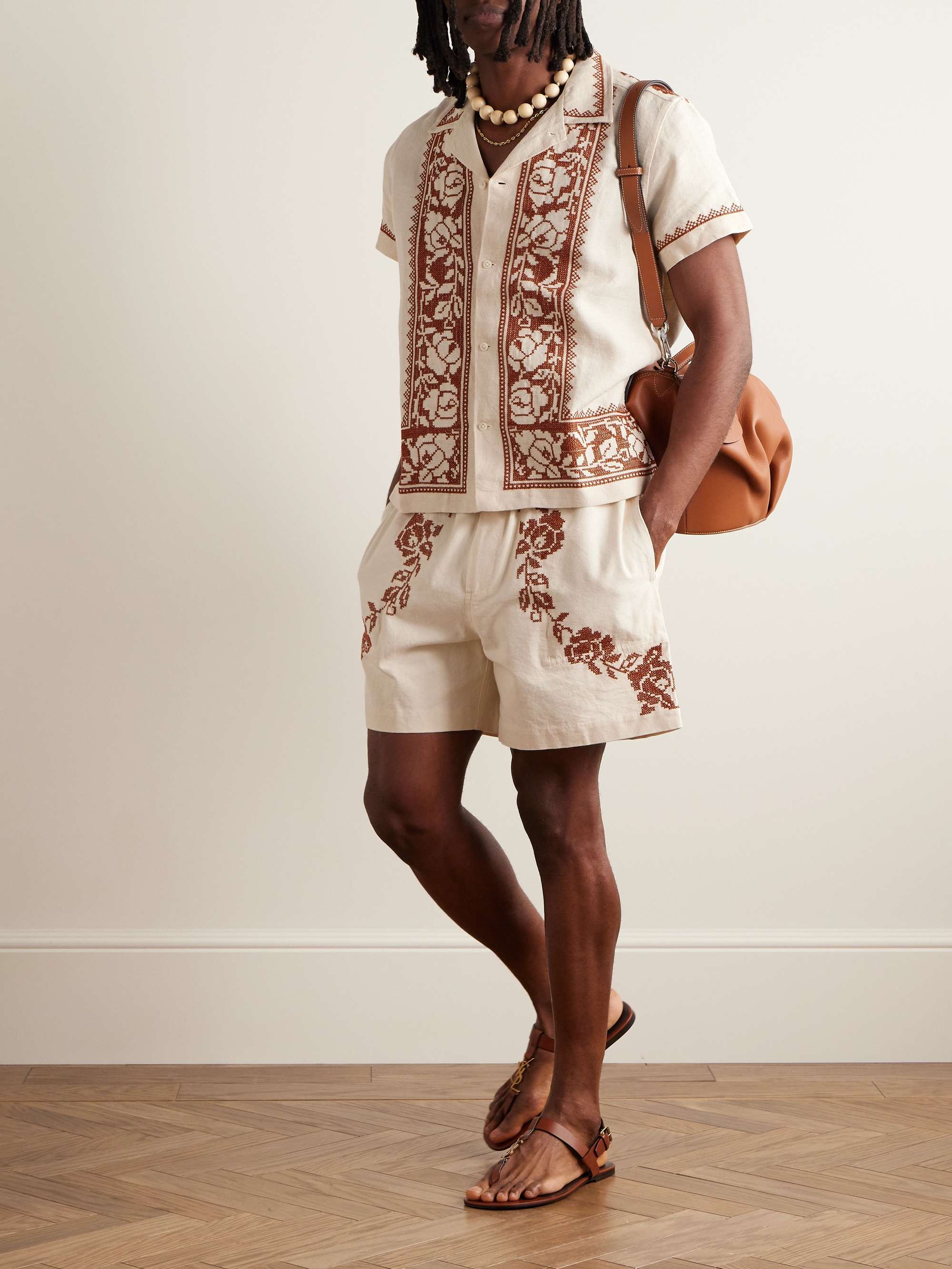 Bode Off-White Rose Garland Trousers