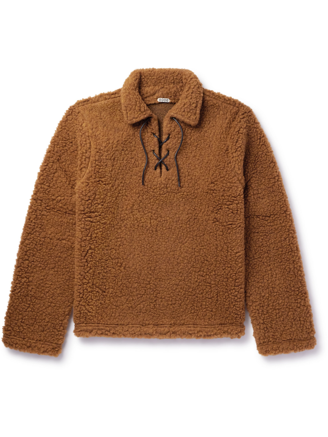 BODE LACE-UP WOOL-BLEND FLEECE SWEATER