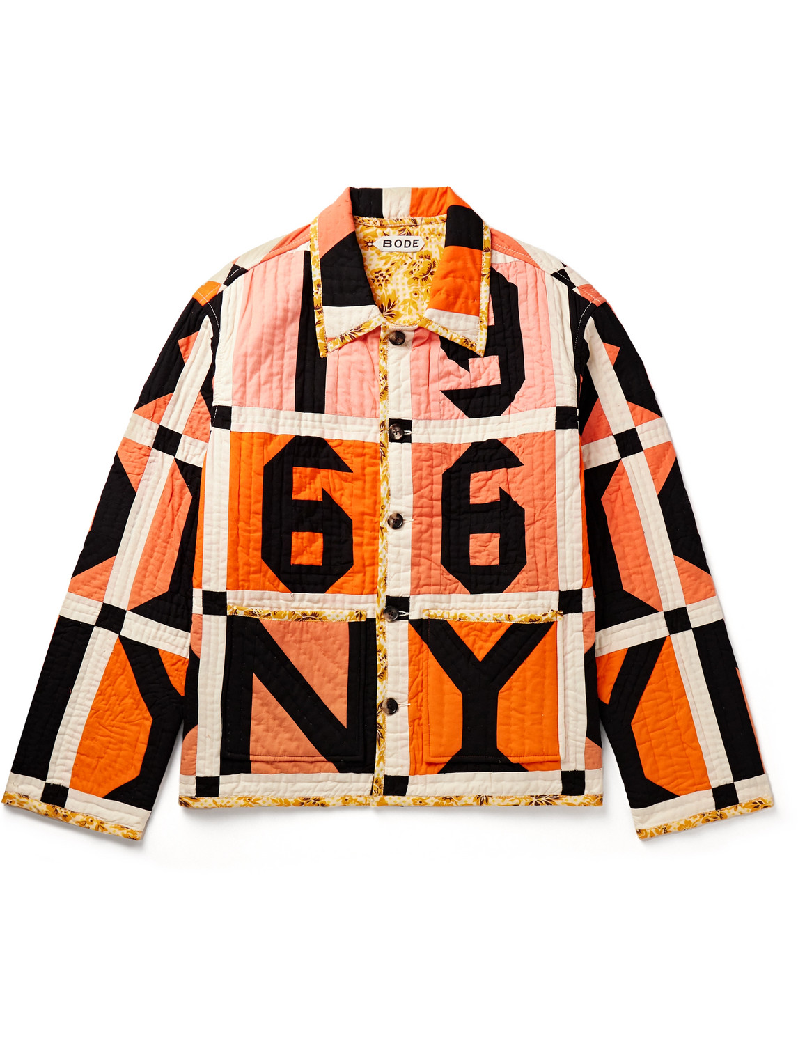 Bode Orange Letter Block Quilt Jacket