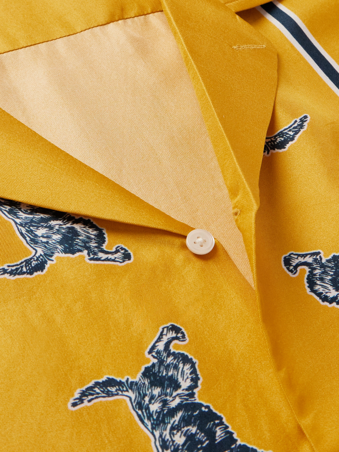 Shop Bode Printed Silk-twill Shirt In Yellow