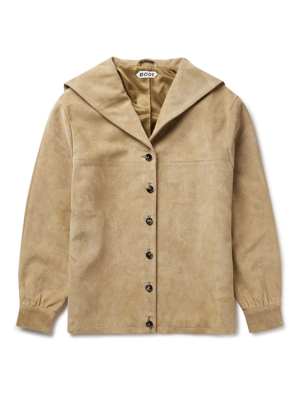 BODE MARINERS PANELLED SUEDE JACKET