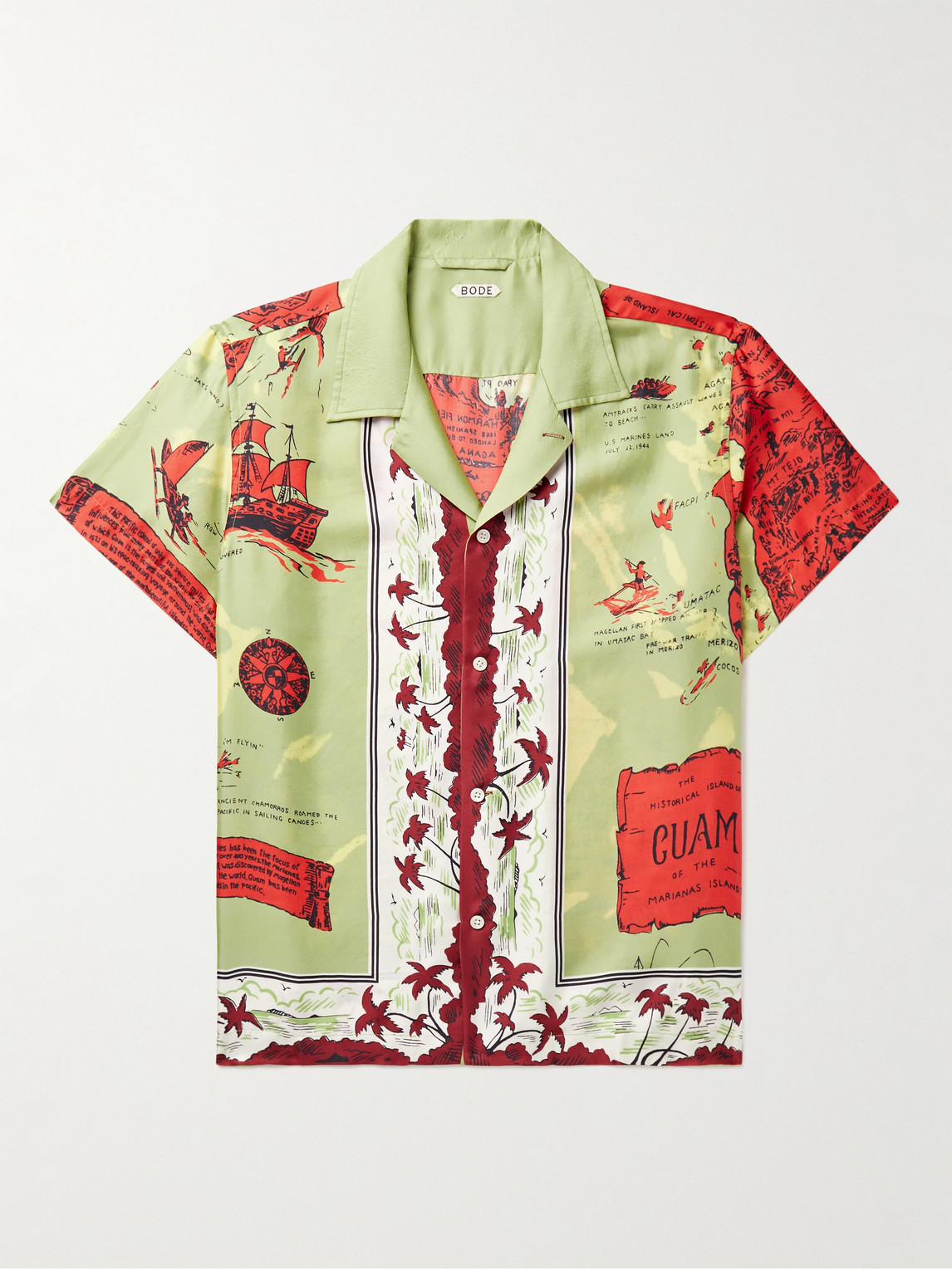 BODE – Guam Camp-Collar Printed Silk Crepe de Chine Shirt