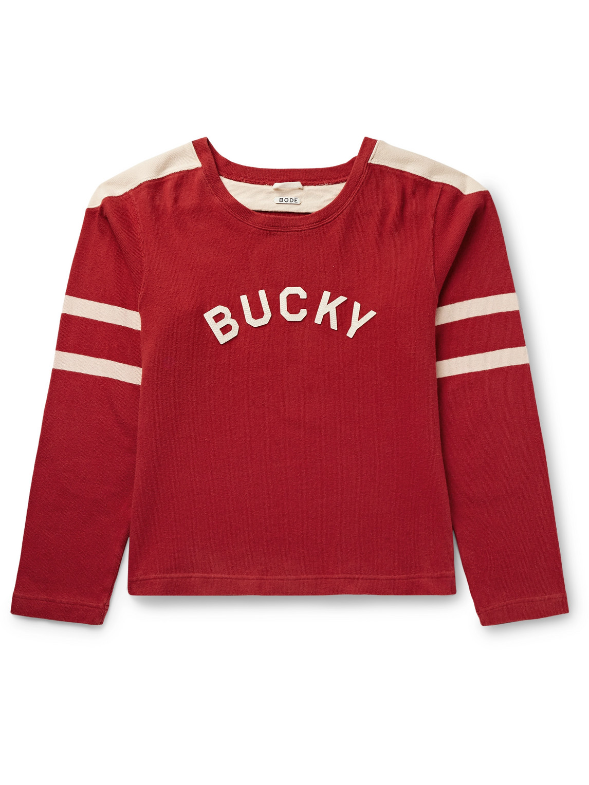 Bode Appliquéd Striped Cotton-jersey Sweatshirt In Red