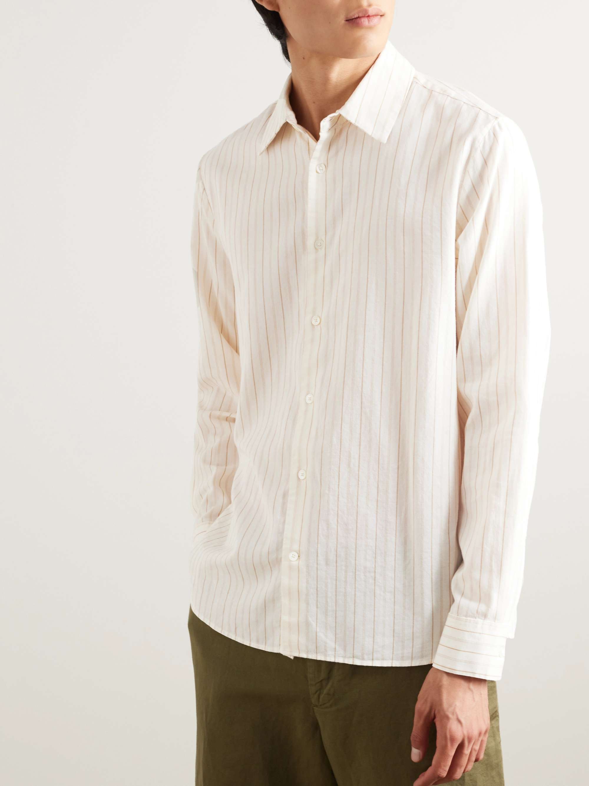 MR P. Pinstriped Cotton and Wool-Blend Shirt for Men | MR PORTER