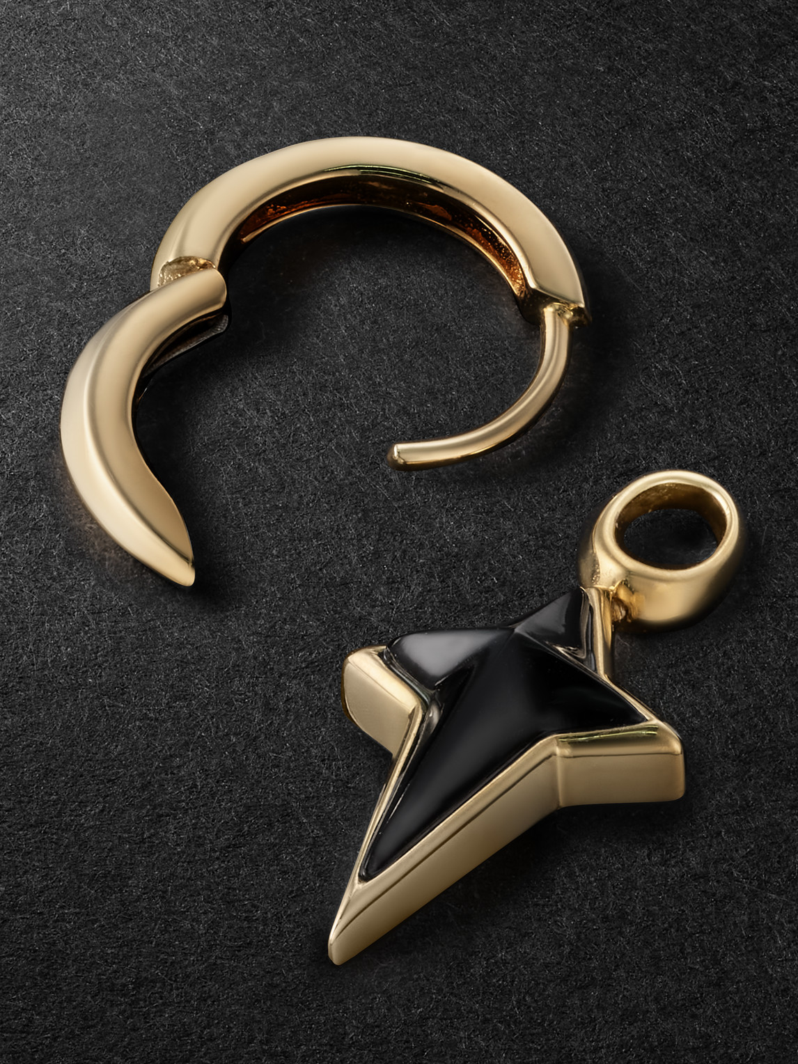 Shop Stephen Webster New Cross 18-karat Gold Onyx Single Hoop Earring