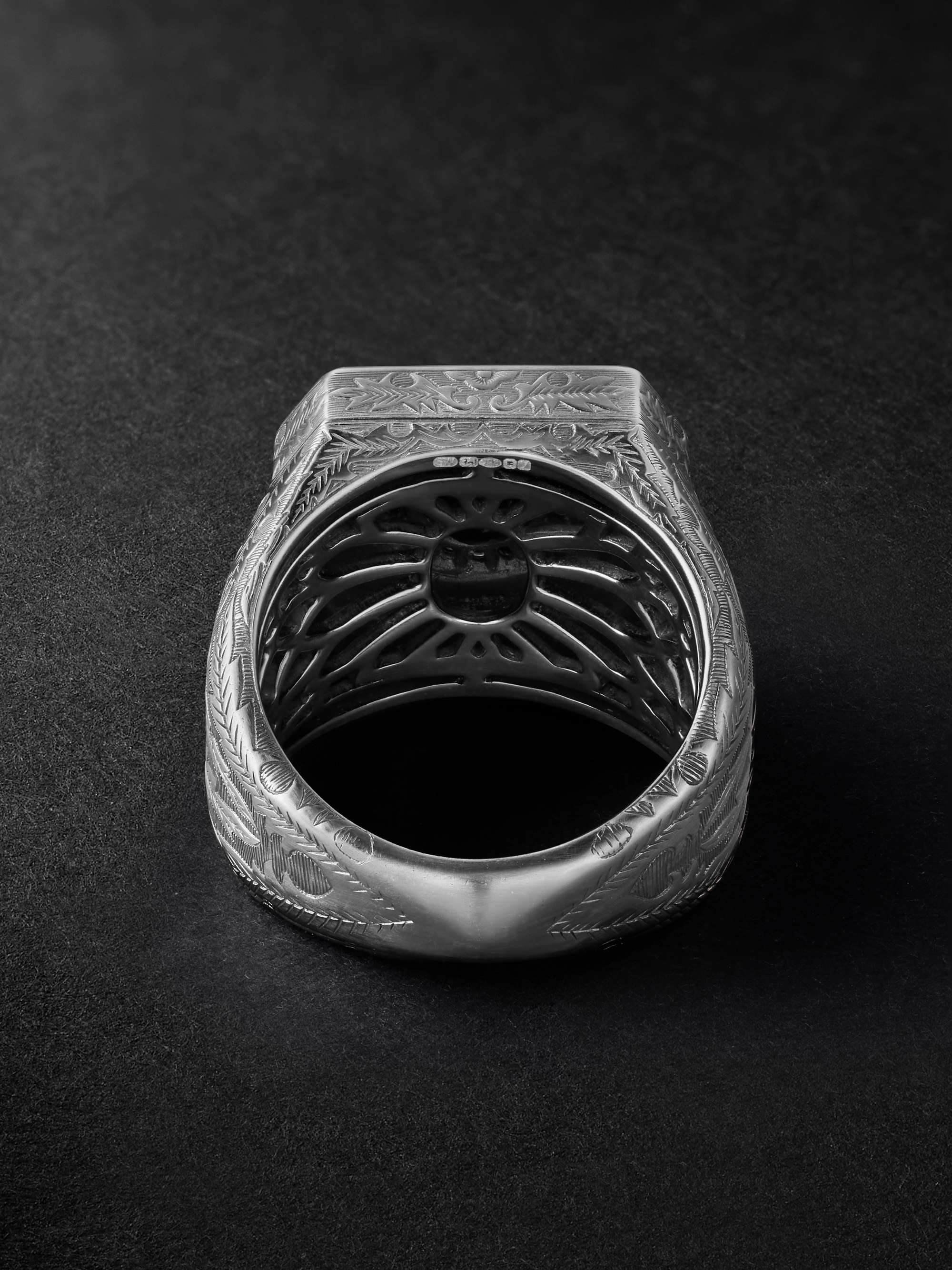 STEPHEN WEBSTER England Made Me Engraved Sterling Silver Sapphie Ring