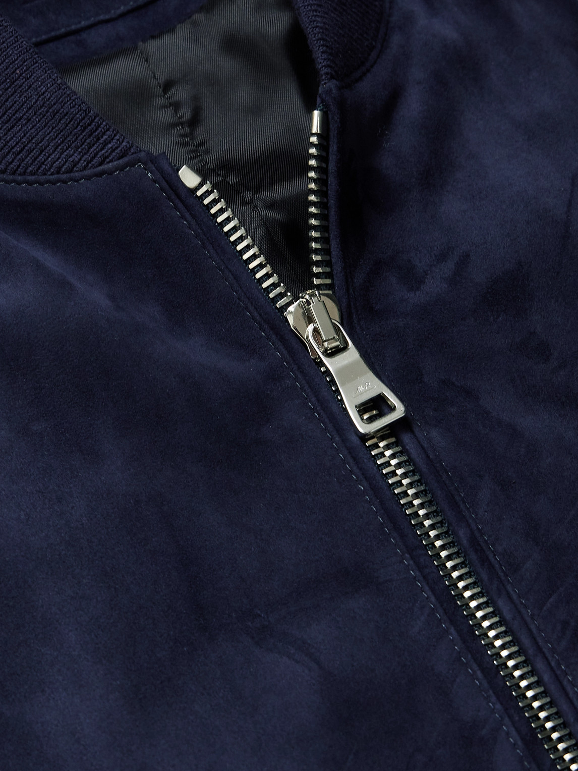 Mr P Suede Bomber Jacket In Blue