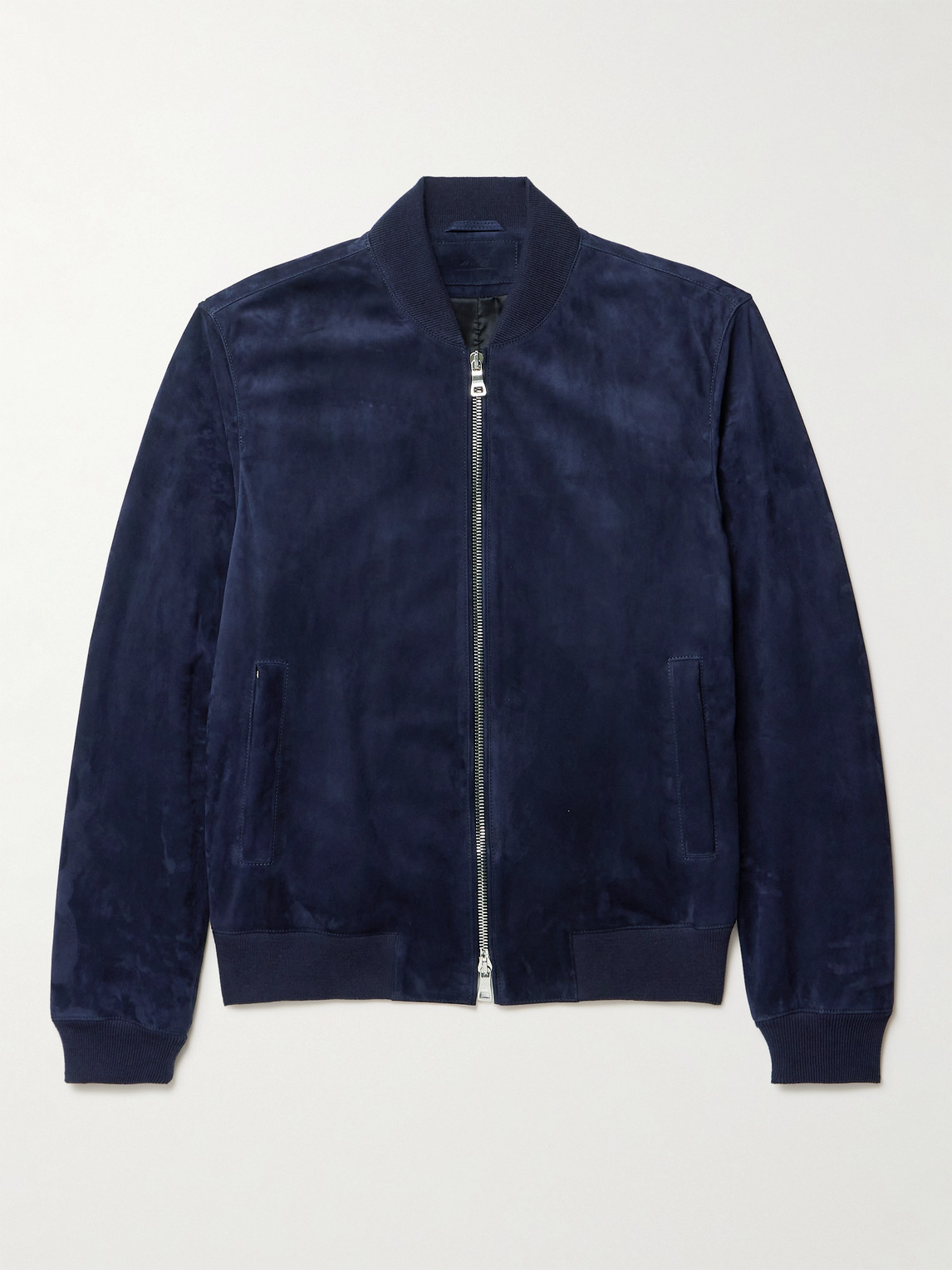 Mr P Suede Bomber Jacket In Blue