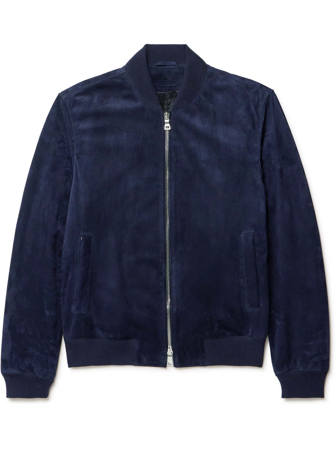 Mr P Suede Bomber Jacket In Blue