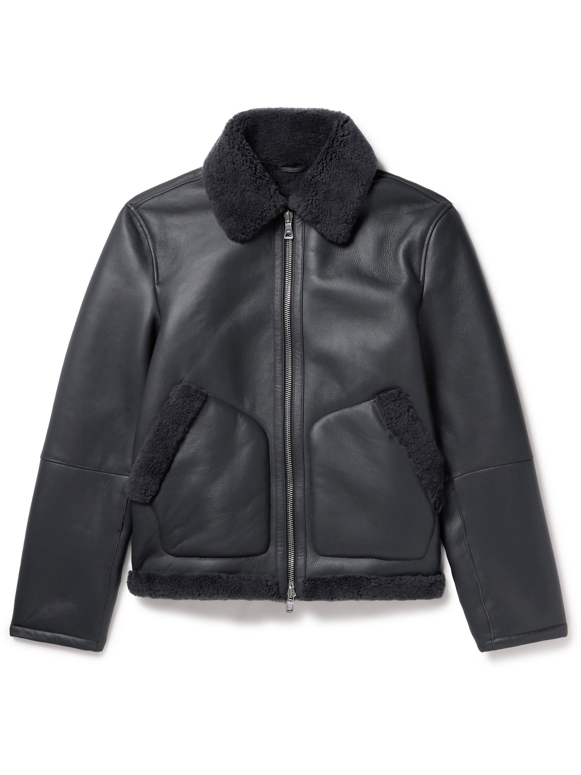 Mr P Shearling-lined Nappa Leather Trucker Jacket In Black