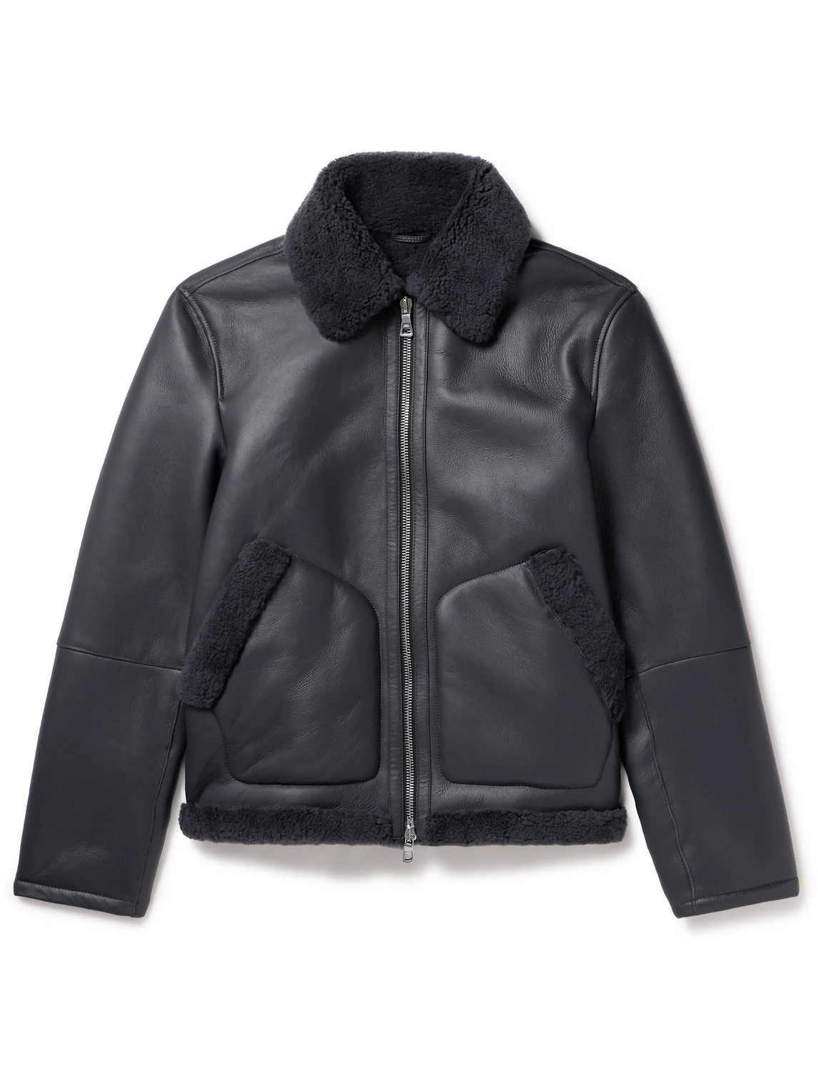 Shearling-Lined Nappa Leather Trucker Jacket