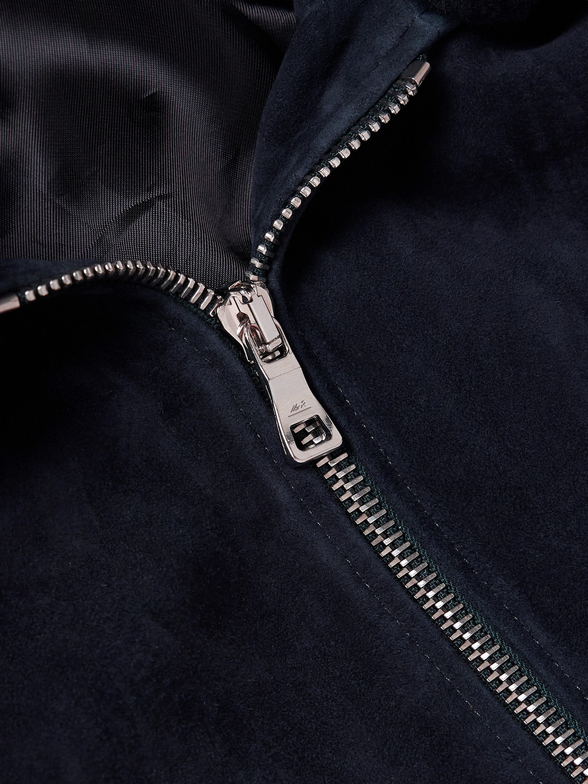 Mr P Shearling-trimmed Suede Bomber Jacket In Blue