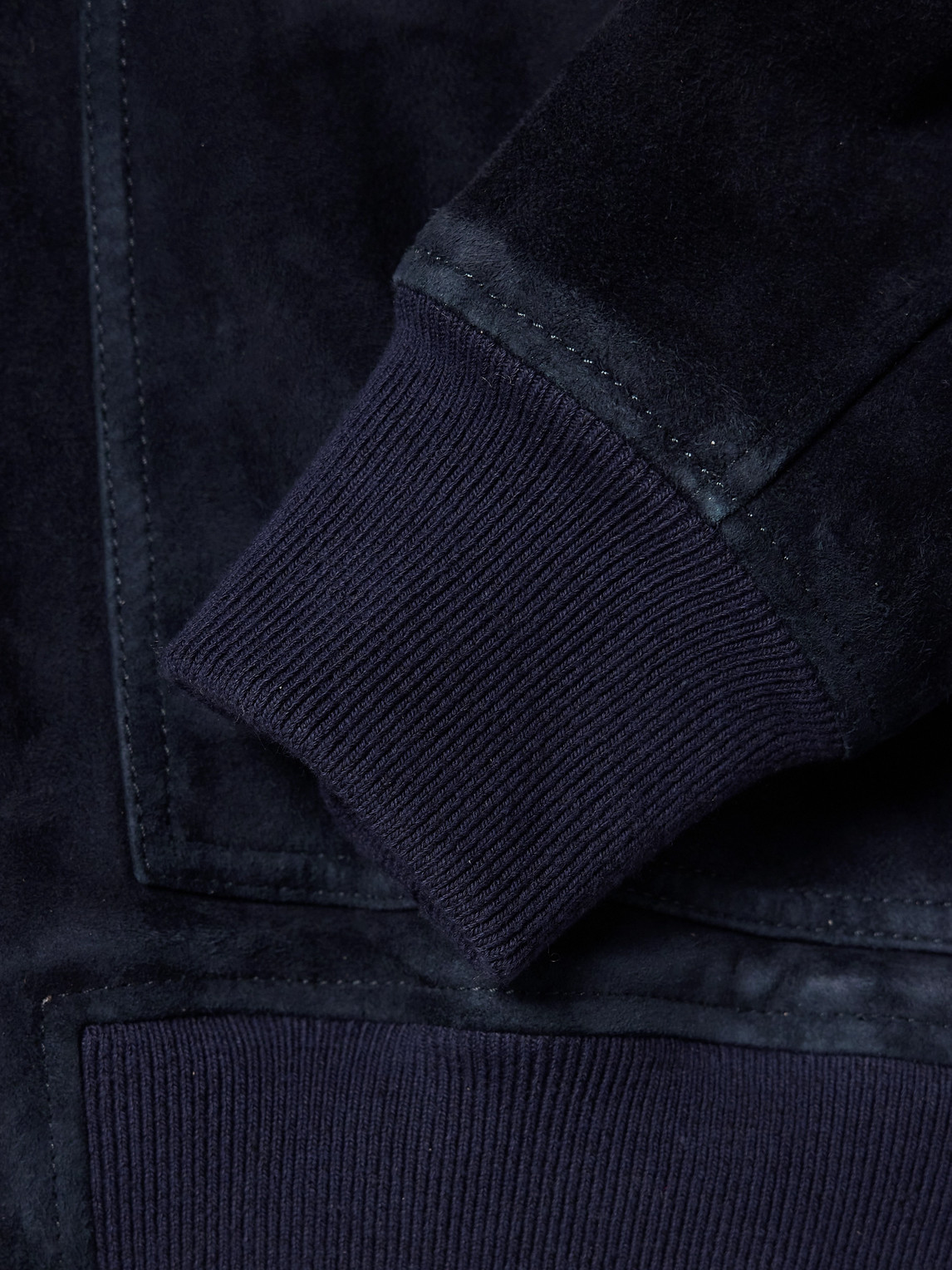 Mr P Shearling-trimmed Suede Bomber Jacket In Blue