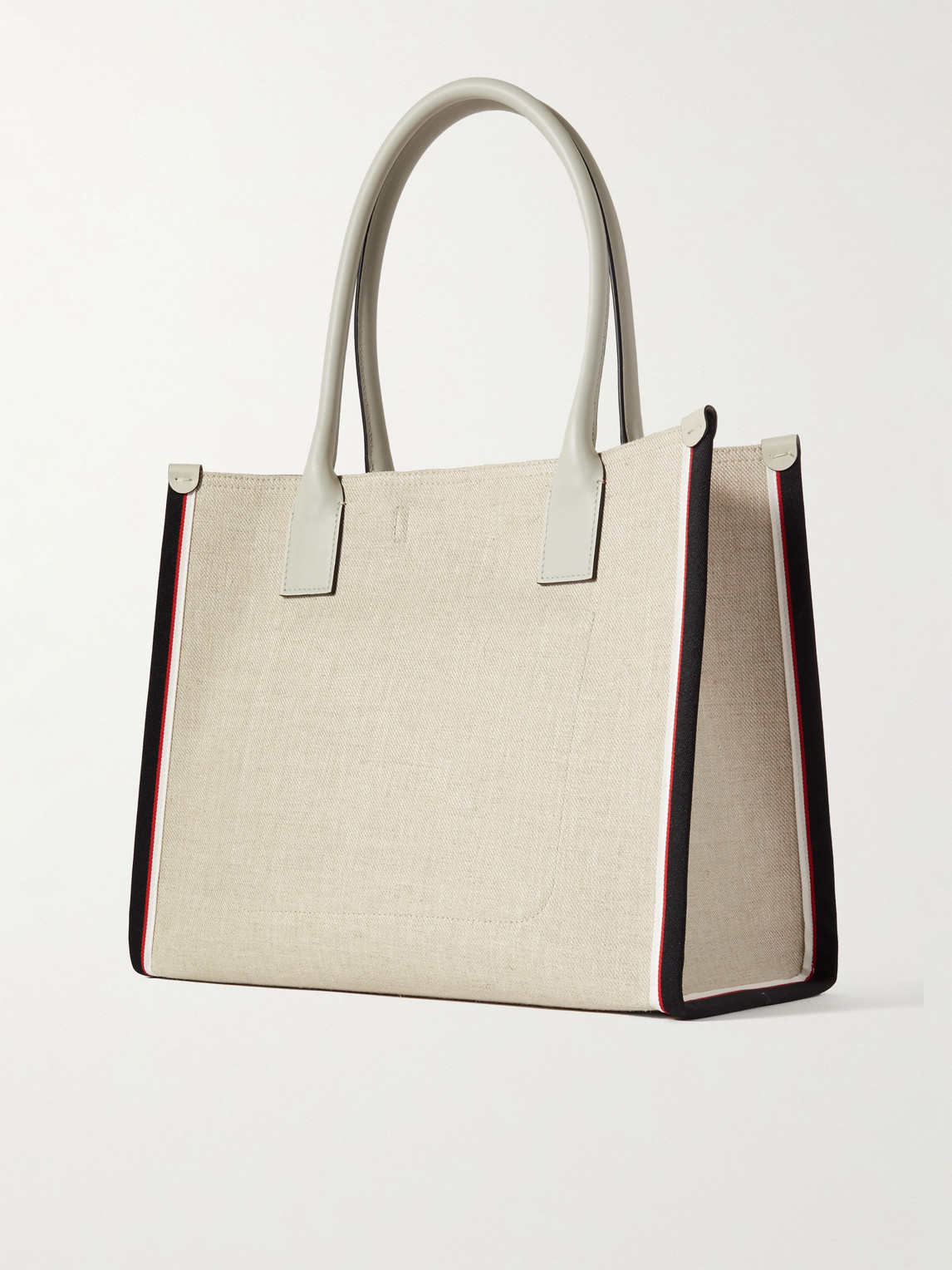 Shop Christian Louboutin Nastroloubi Leather And Webbing-trimmed Canvas Tote In Neutrals