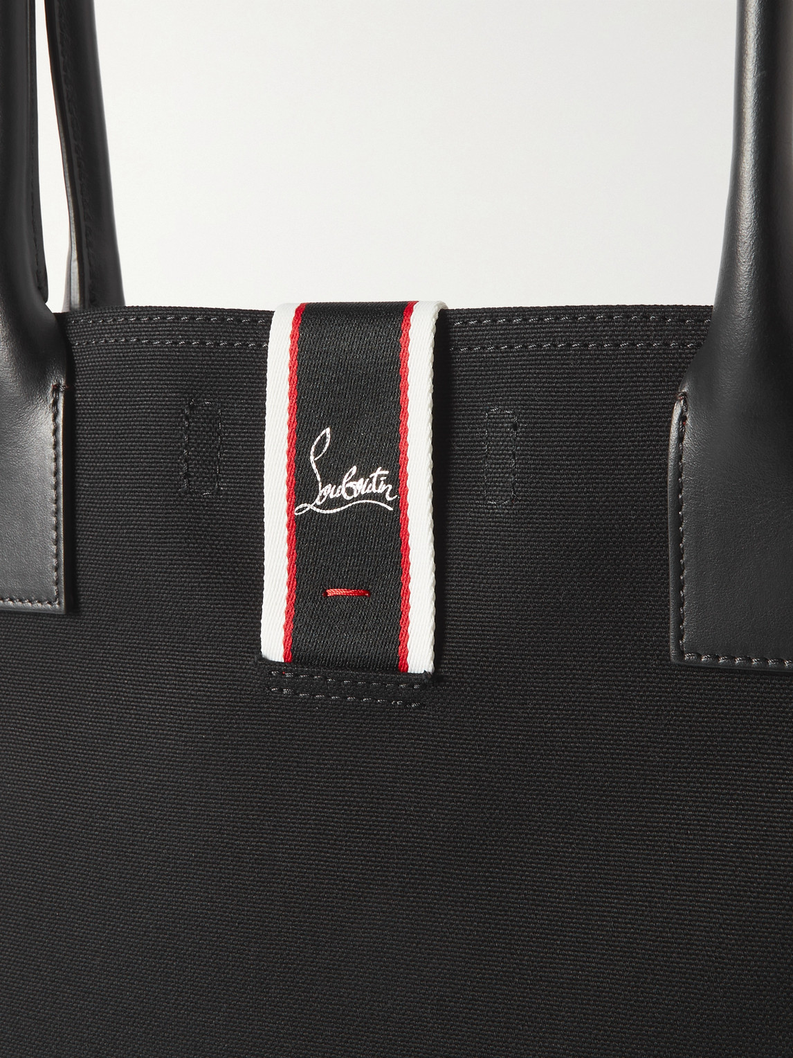 Shop Christian Louboutin Nastroloubi Xl Grosgrain-trimmed Canvas Tote Bag In Black