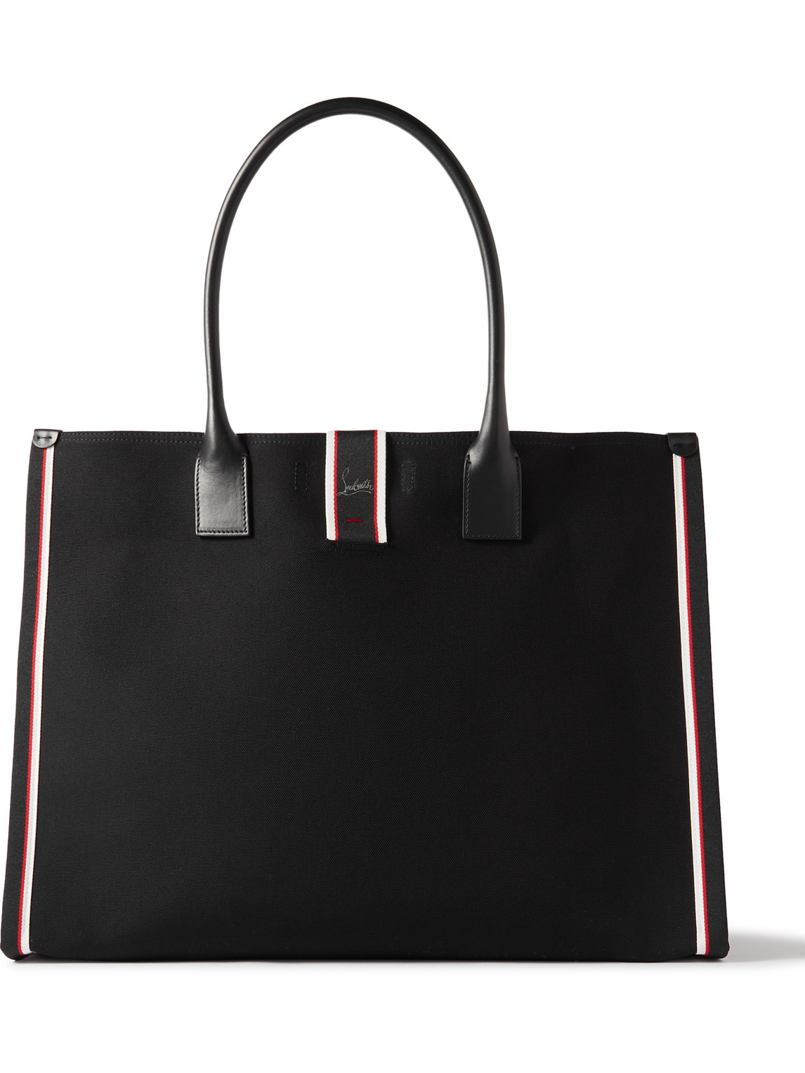 Christian Louboutin Nastroloubi Xl Grosgrain-trimmed Canvas Tote Bag In Black