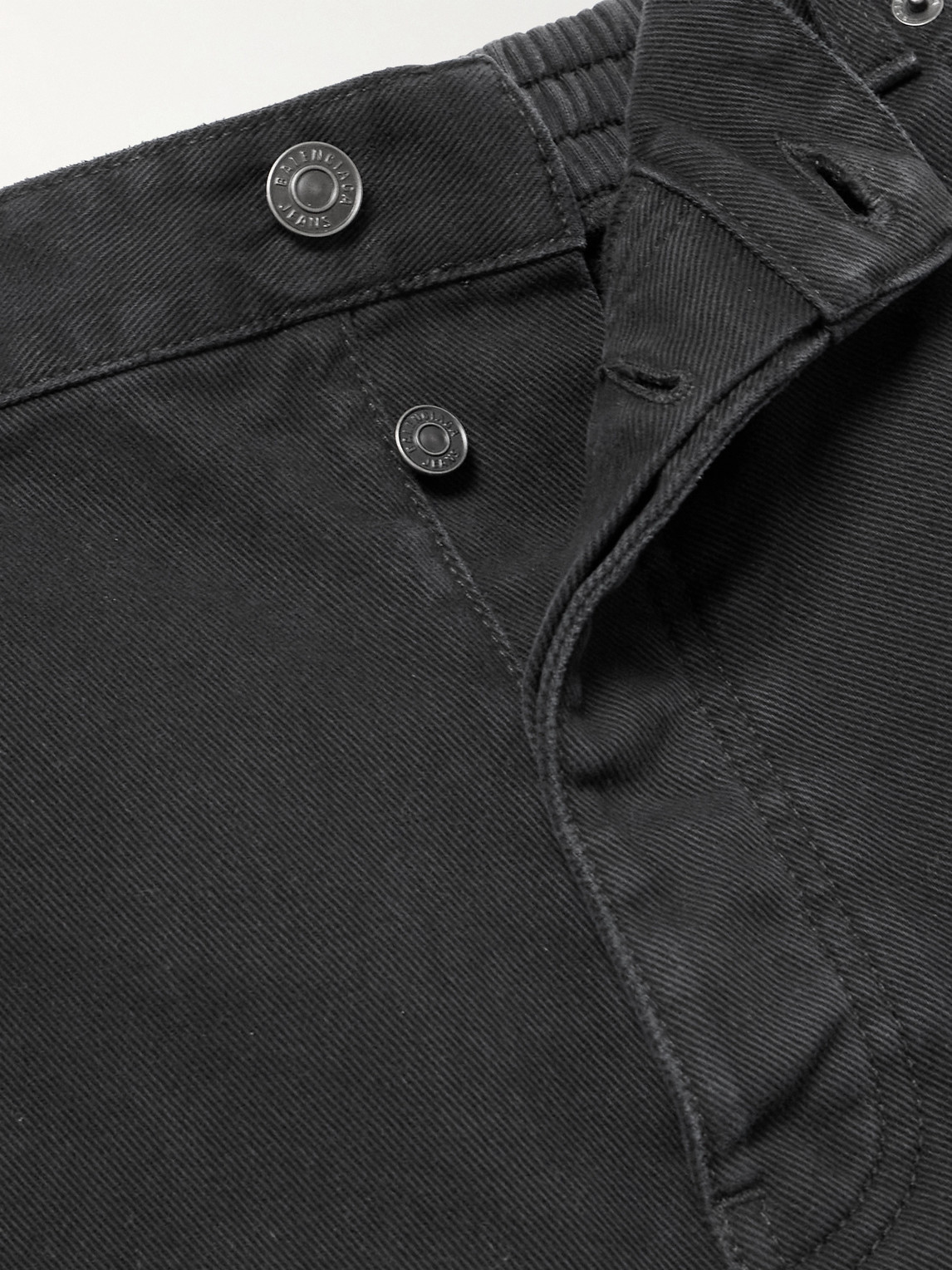 Shop Balenciaga Hybrid Wide-leg Distressed Panelled Denim And Cotton-fleece Trousers In Black