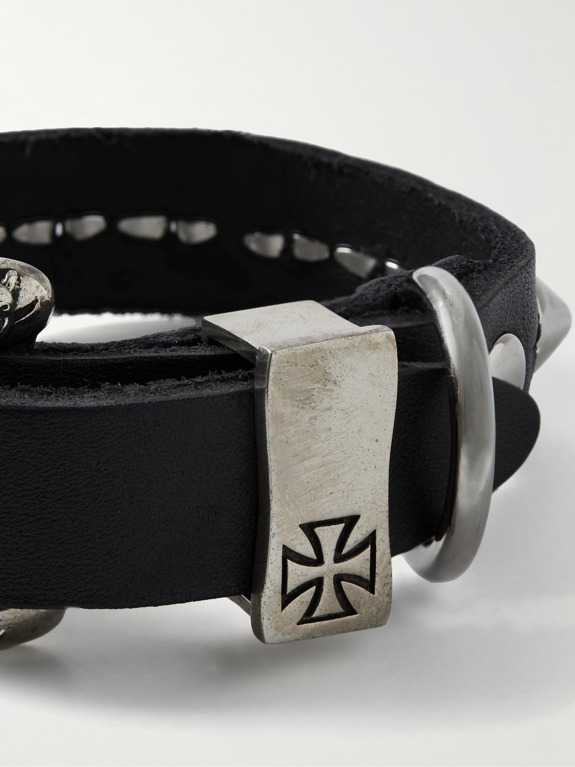 Enfants Riches Déprimés Studded Silver-Tone Leather Bracelet